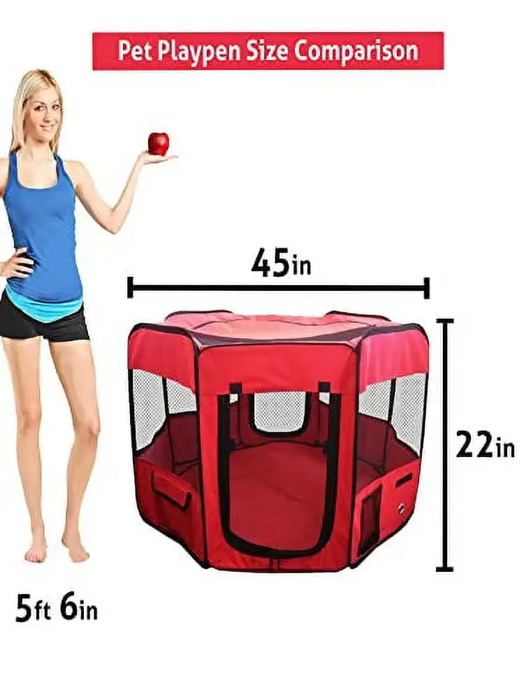 Portable Pet Playpen 45 * 45 * 22 Premium Large Size Puppy Kennel - Best for Small and Medium Size Dogs and Cats - Simple Folding Design for Easy Storage