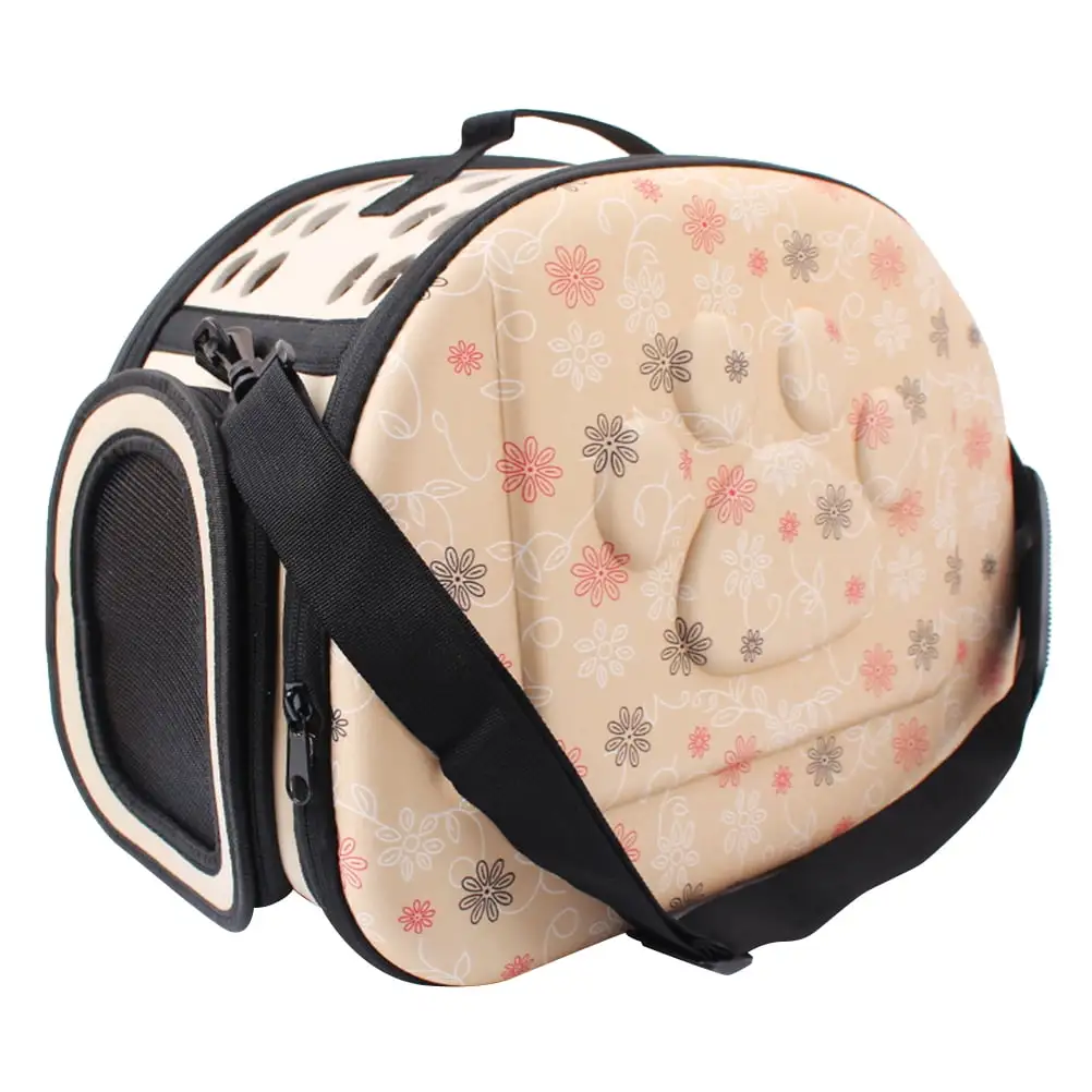 Portable Pet Storage Bag Carrier Breathable Cats And Dogs Out Package Backpack Travel Bag - Size M (Champagne)