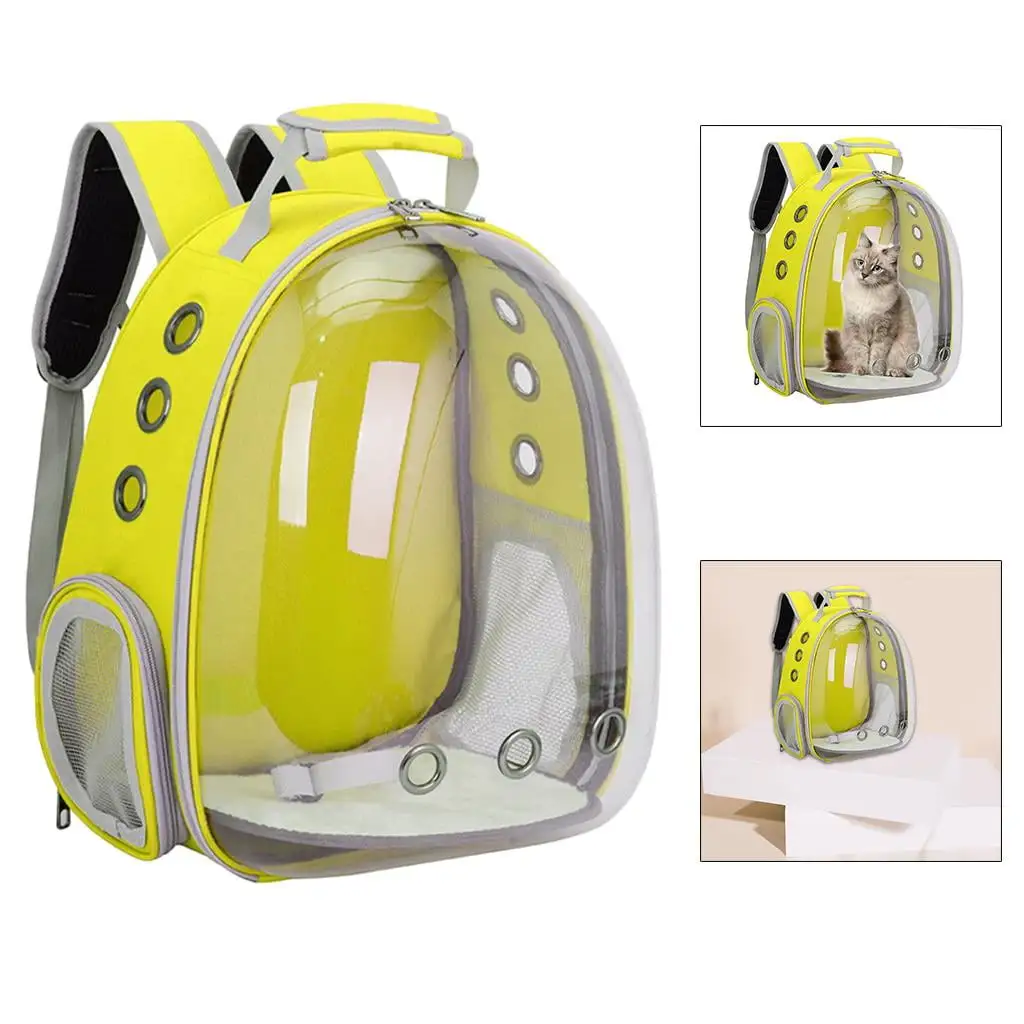 Portable Pet Travel Backpack. Breathable Cat Backpack Carrier for Dogs. Puppy . Waterproof. Transparent. Rucksack . Yellow