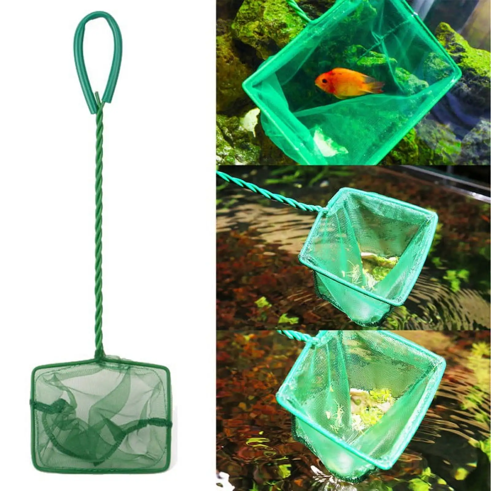 Poseca 4/5/6/8/10 Inchs Aquarium Accessories Fish Net Fishingnets with Handle for Fish Tank