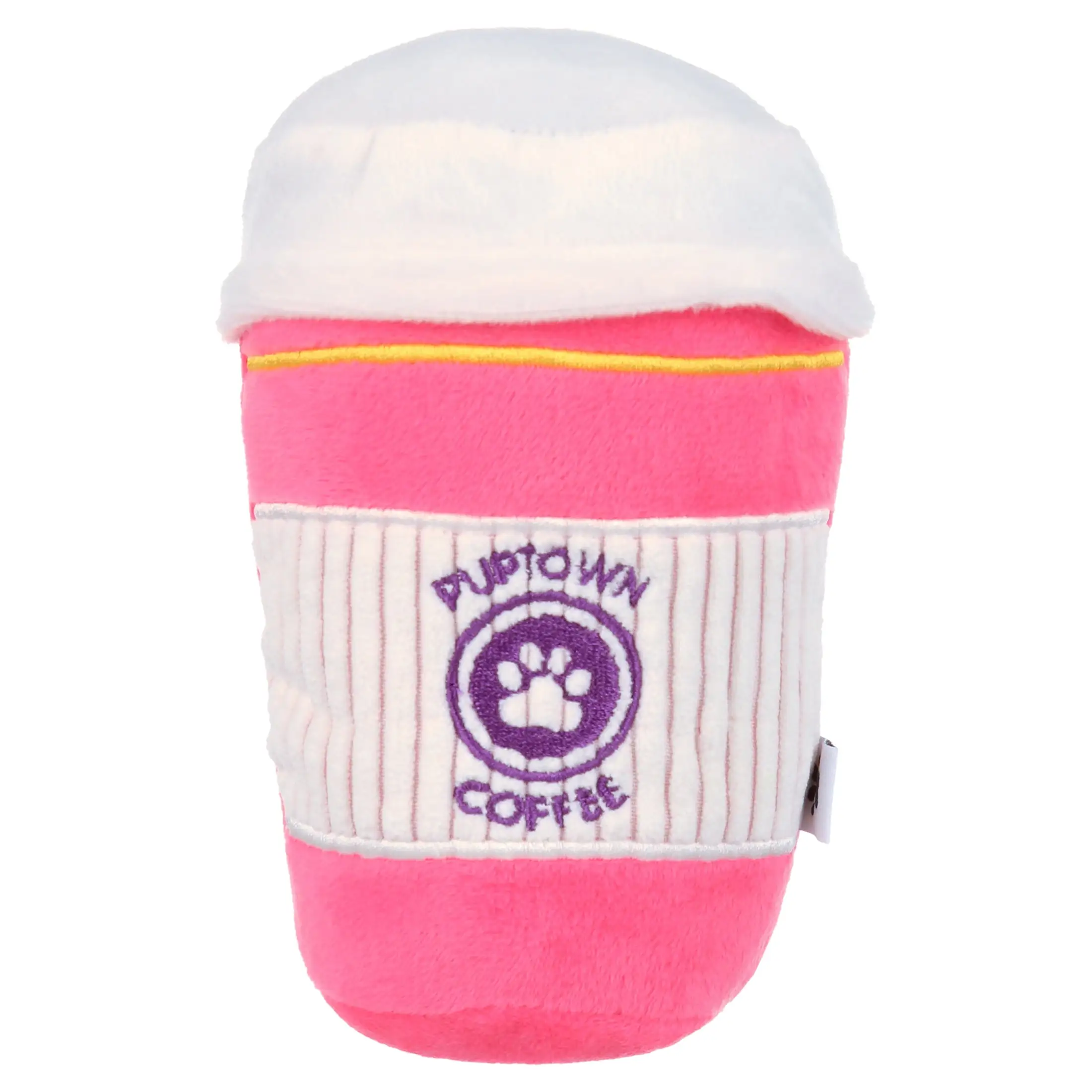 Posh Paws Pet Toy - Plush Puptown Coffee Dog Toy - Pink