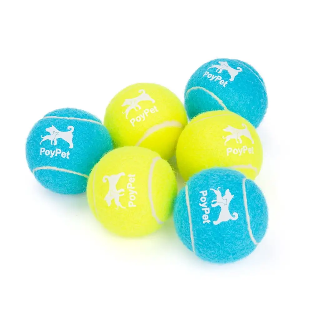 PoyPet Tennis Ball Dog Toys. Interactive Dog Chew Toy.Funny Outdoor Training Pet Ball for Small Medium Large Dog. 6Pack