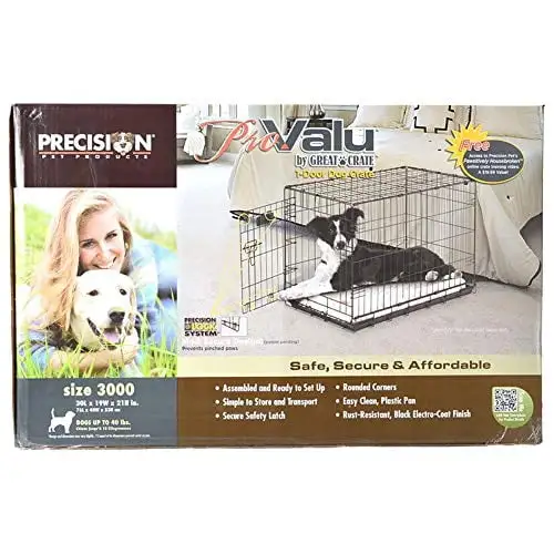 Precision Pet Products Two Door Provalue Wire Dog Crate. 30 Inch. For Pets 30-50 lbs. With 5-Point Locking System