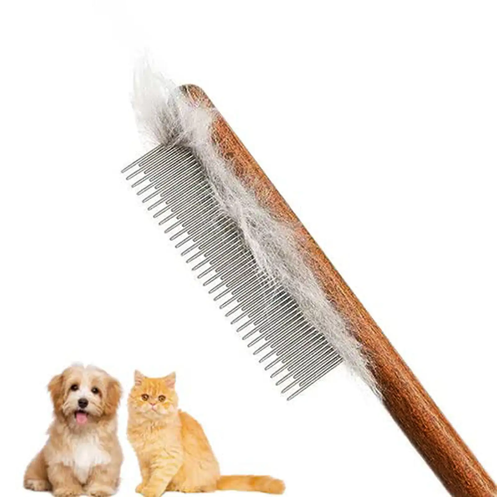 Premium Cat Comb Detangling Flea And Removing Grooming Tool For And Adult Cats With Green Friendly Wood Handle