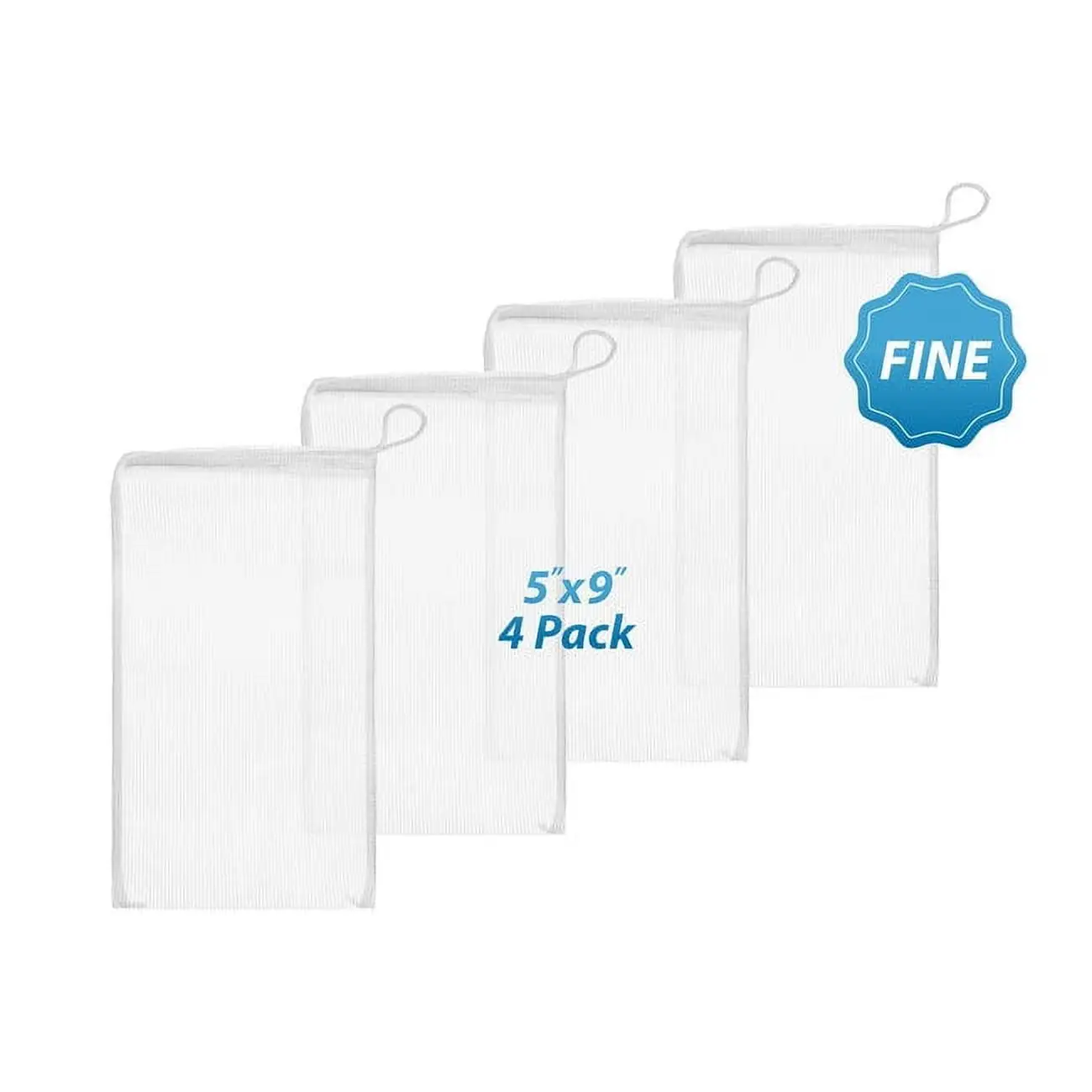 Premium Reusable Aquarium Filtration Fine Mesh Media Filter Bags with Drawstring. 4 Pack. 5 x 9