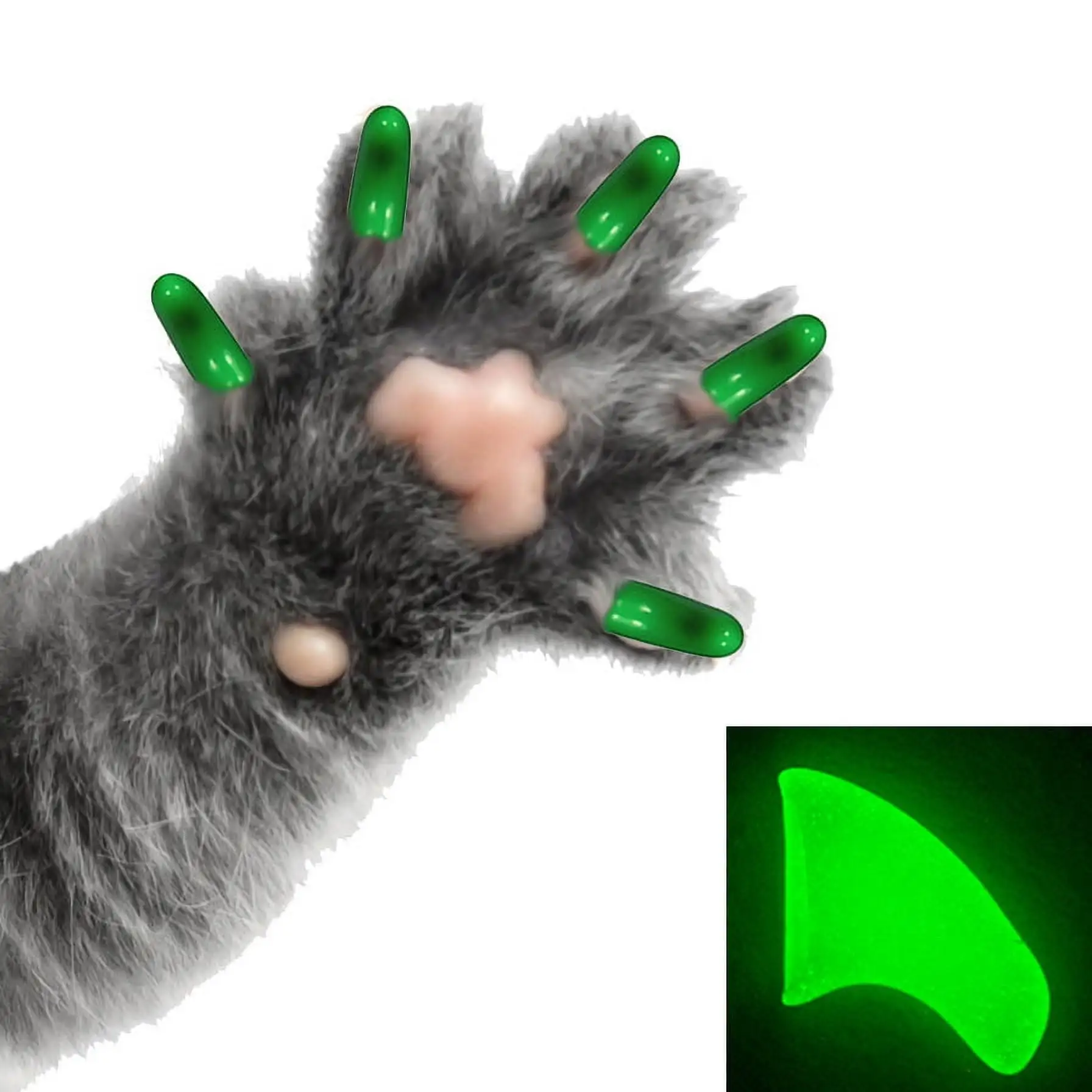 Pretty Claws Soft Nail Caps For Cat Paws. Alien Glow in the Dark. Medium. 40 Piece