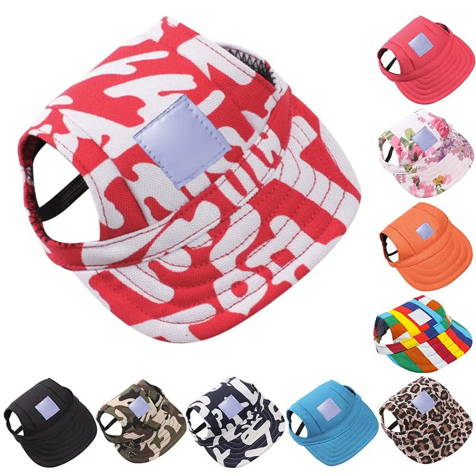 Promotion Clearance!Pet Sun Protection Hats Cap Multi Pattern Optional for Dogs Puppy Baseball Hat with Ear Holesdog costume