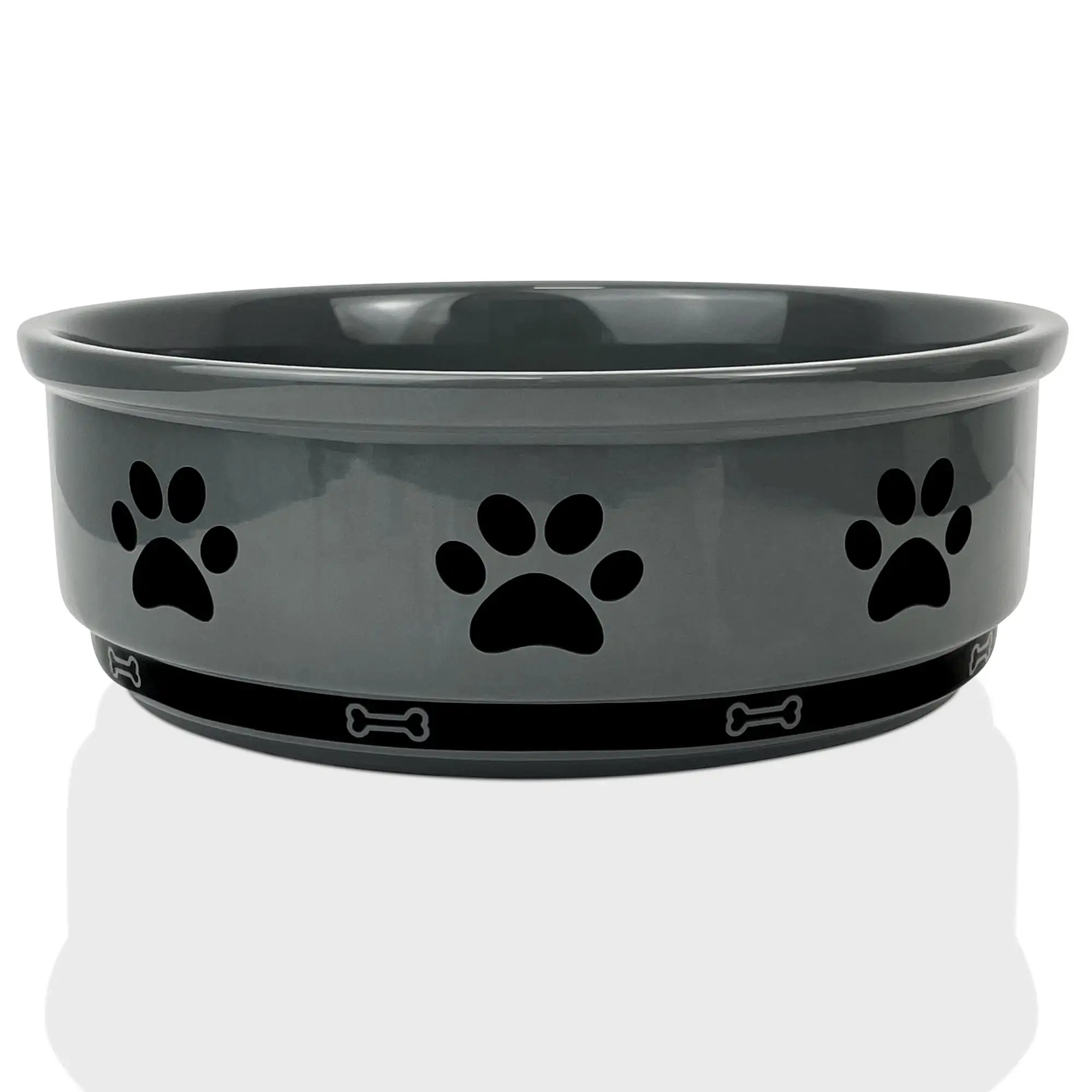 Ptlom Ceramic Pet Bowl for Dogs and Cats. Dog Food and Water Feeding Bowl. Durable Pets Feed Bowl Suitable for Small. Medium. and Large Cats Dogs. White.35oz