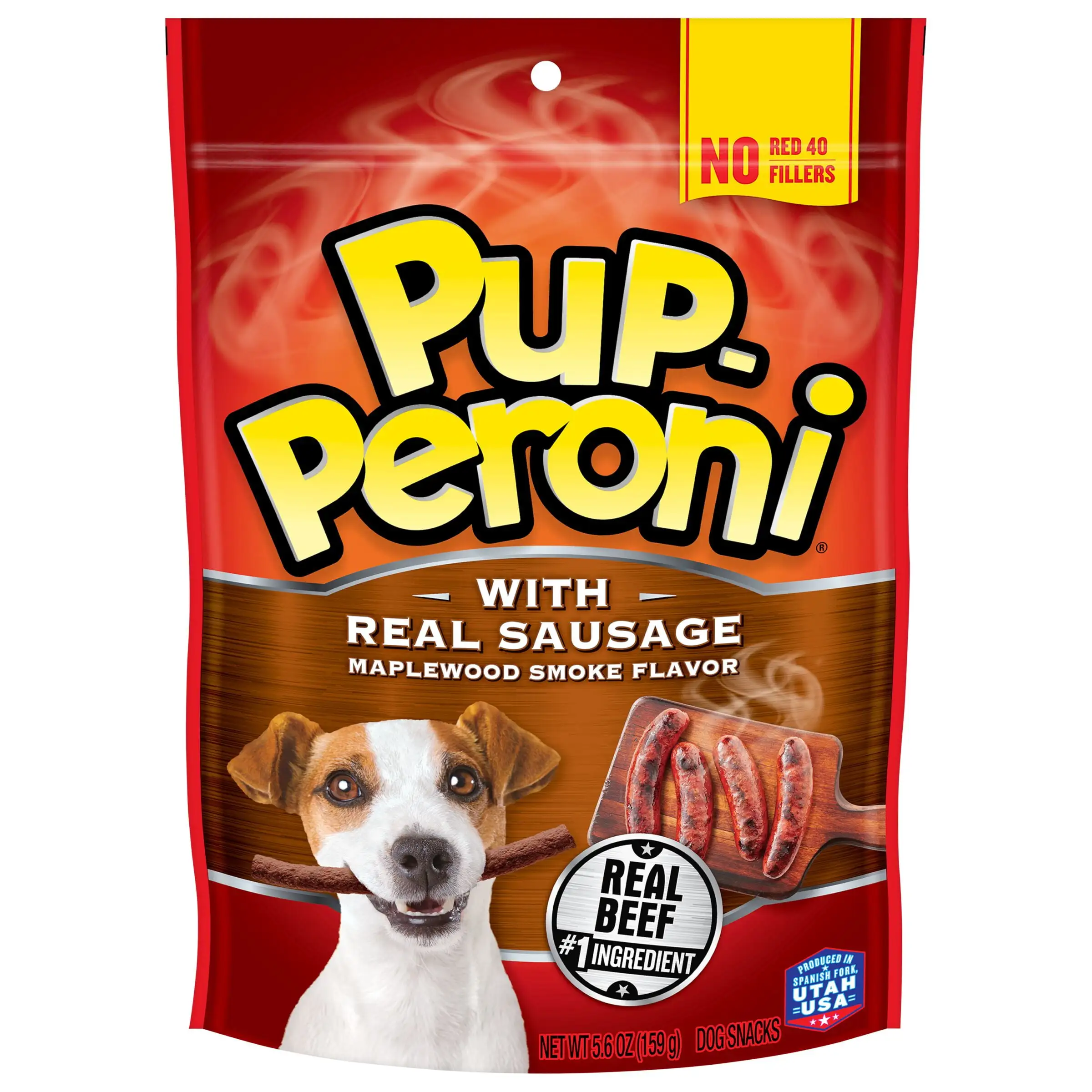 Pup-PeronI Dog Treats with Real Sausage. Maplewood Smoke Flavor. 5.6-Ounce Bag