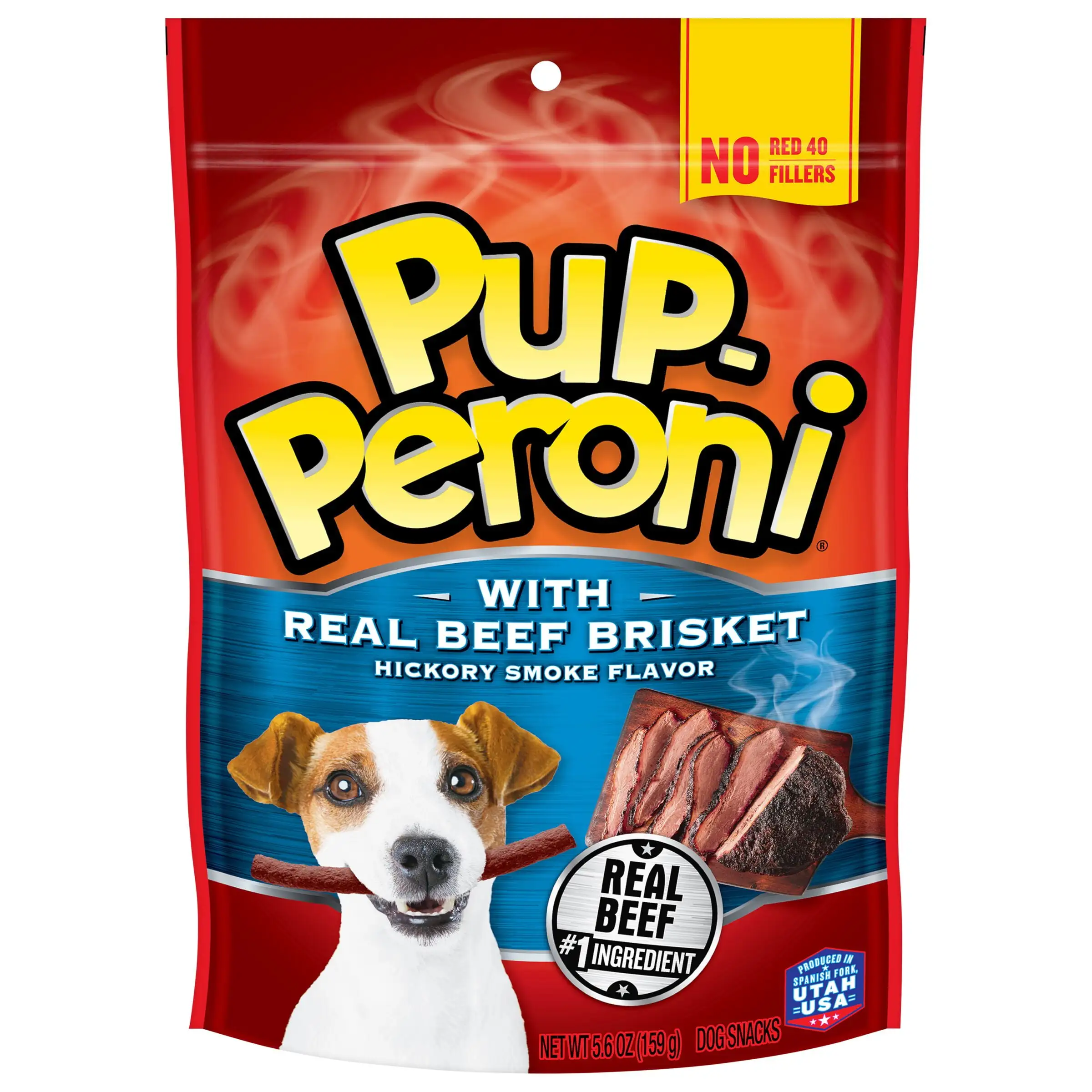 Pup-Peroni Dog Treats with Real Beef Brisket. Hickory Smoke Flavor. 5.6-Ounce Bag