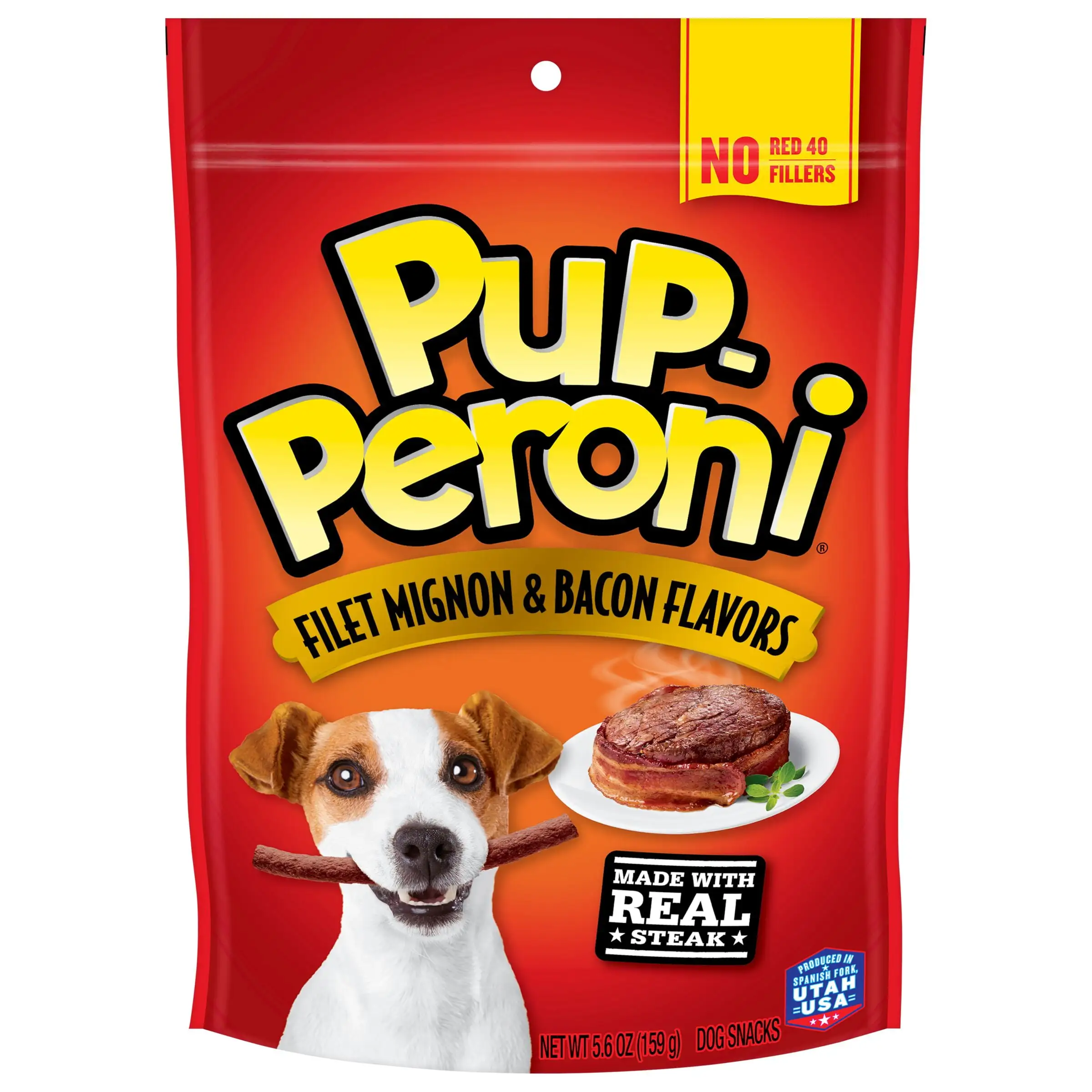 Pup-Peroni Filet Mignon & Bacon Flavors Dog Snacks. 5.6-Ounce Bag