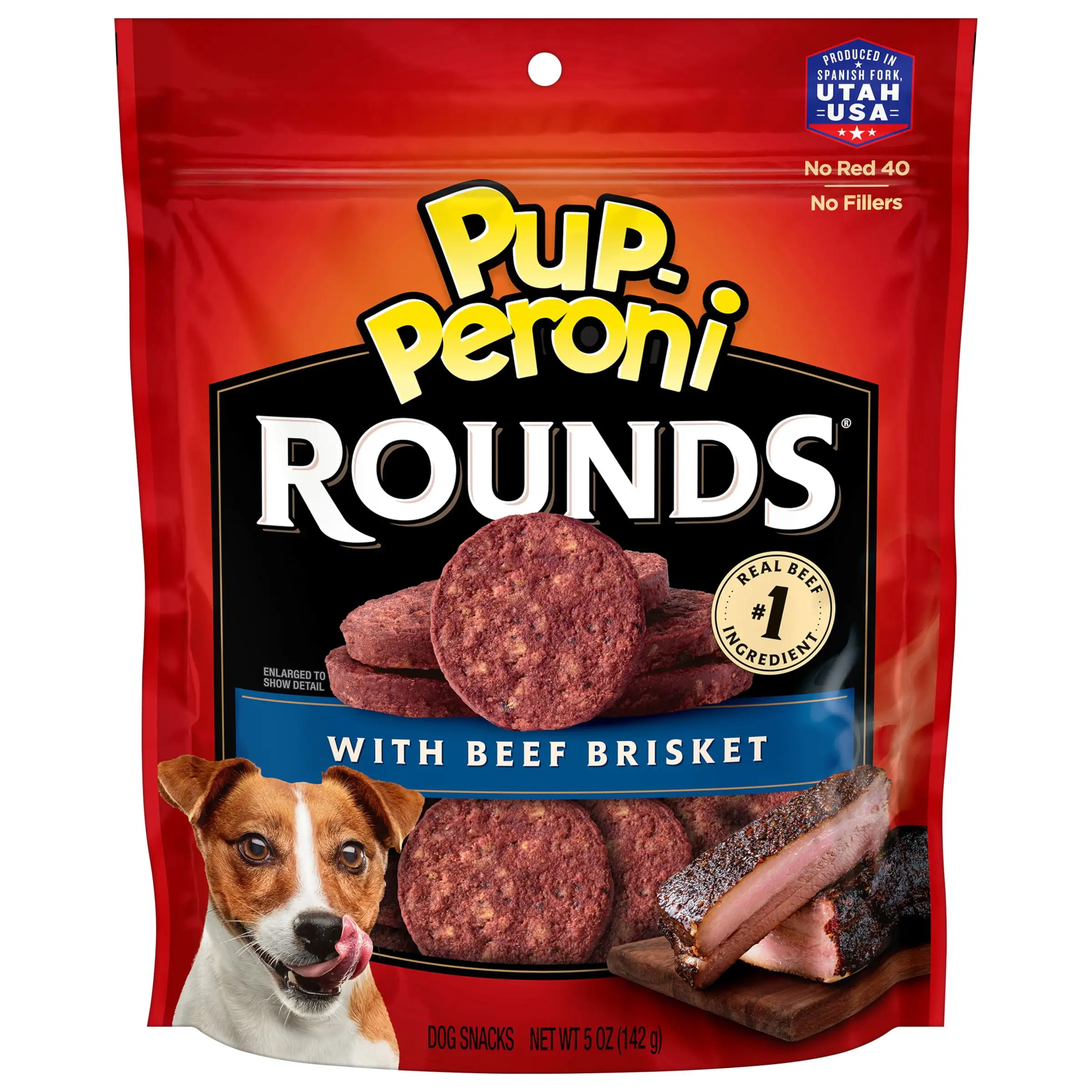 Pup-Peroni Rounds Dog Treats with Beef Brisket. 5 oz. Bag