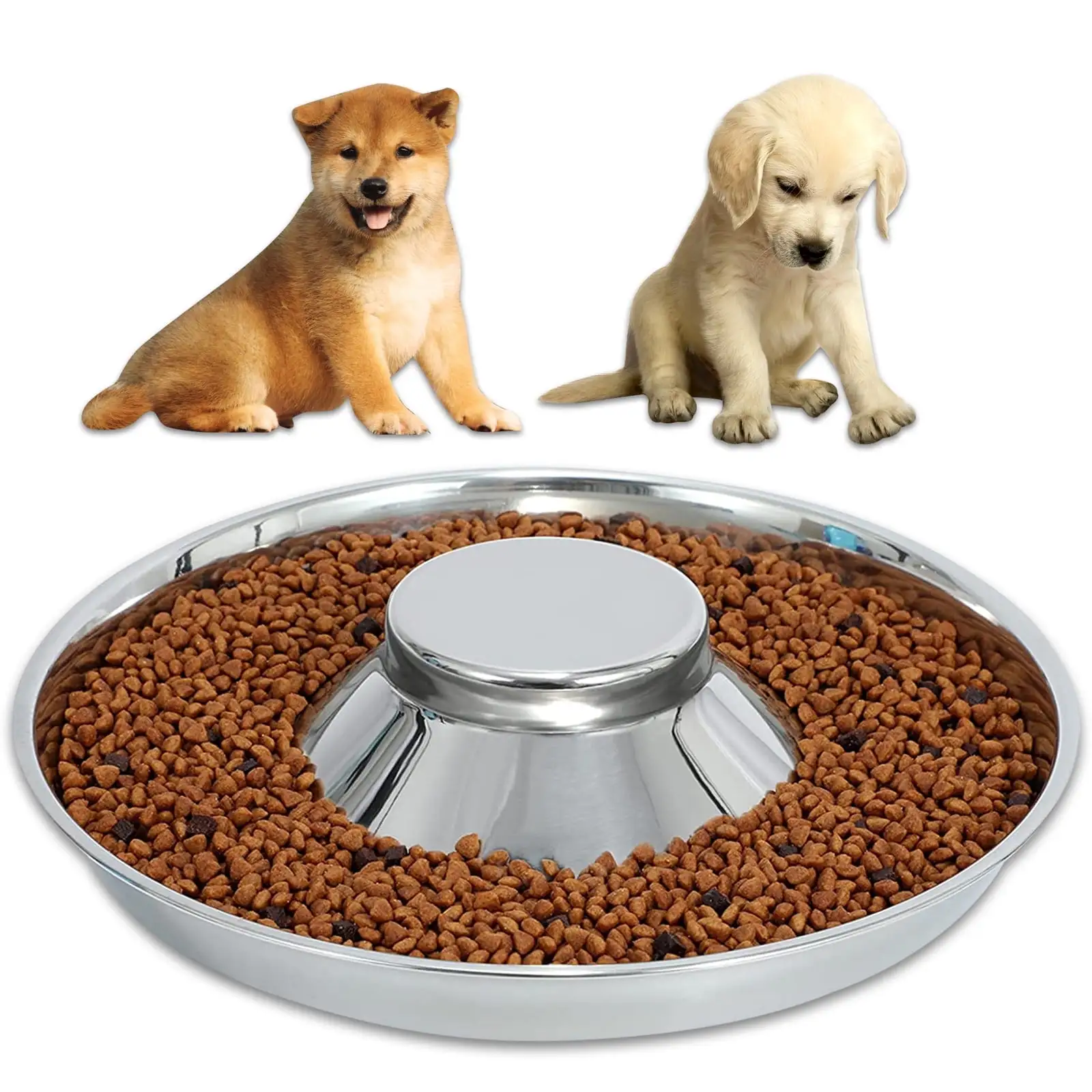 Puppy Feeder Bowl. Stainless Steel Dog Bowls for Puppy. Food Feeding Weaning Bowl for Small Medium Large Dogs (Medium Size. 11.8 Inch)