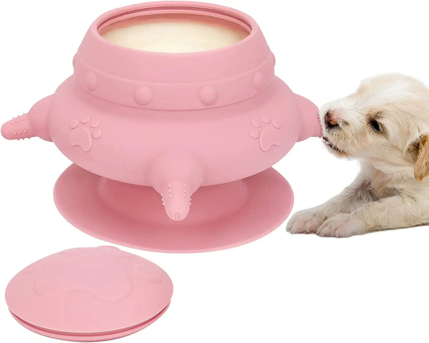 Puppy Feeder Milk Bowl for Nursing Puppy. 4 Teats Puppy Bottles for Multiple Puppies. 240ml Doggie Bubble Feeder Puppy Bottles