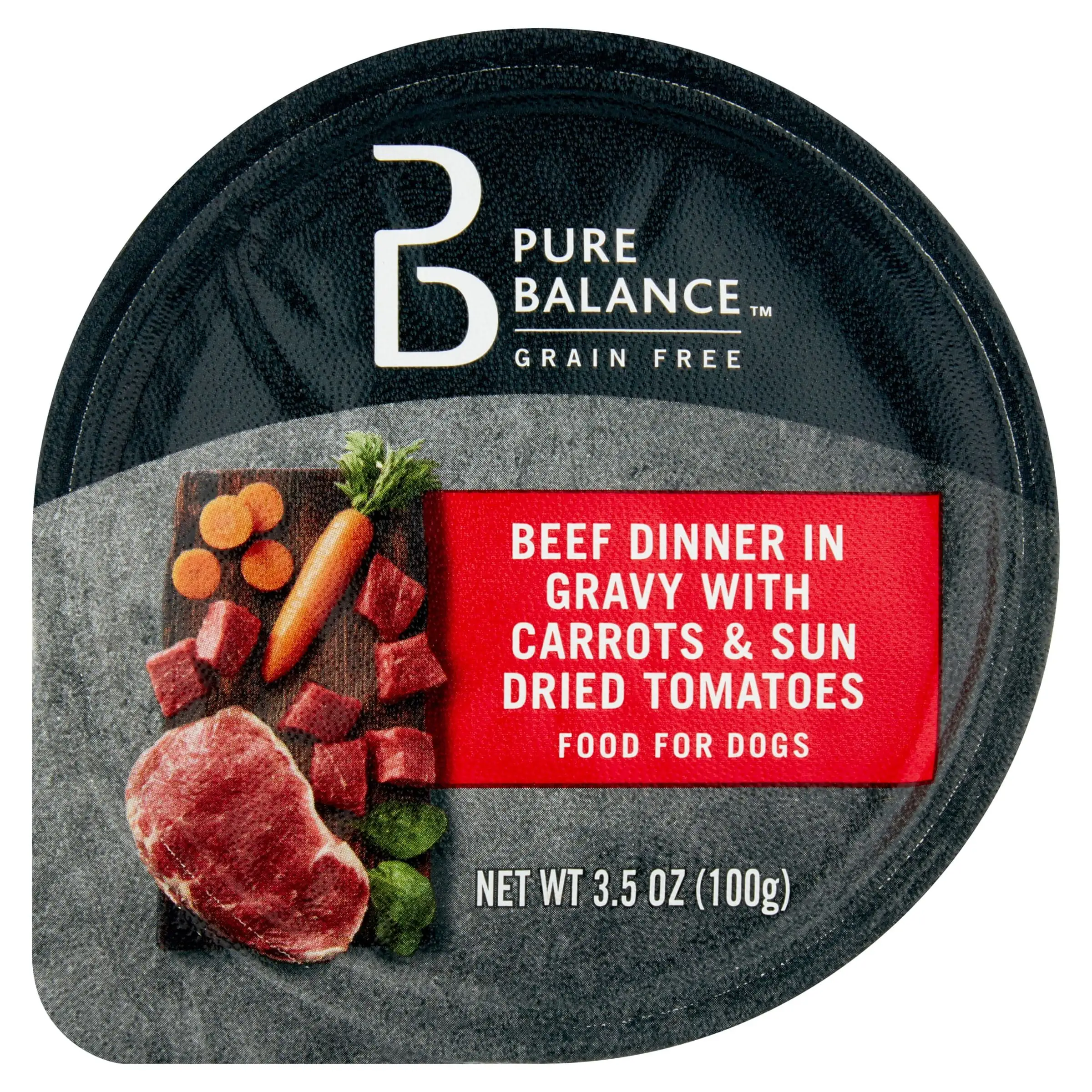 Pure Balance Beef Dinner in Gravy with Carrots & Sun Dried Tomatoes Wet Dog Food. Grain Free. 3.5 oz Cup