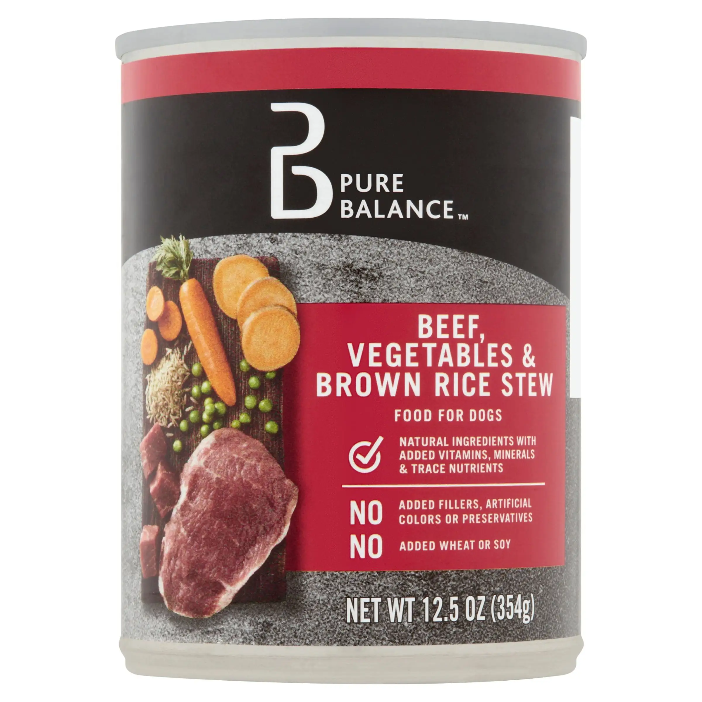 Pure Balance Beef. Vegetables & Brown Rice Stew Wet Dog Food. 12.5 oz Can