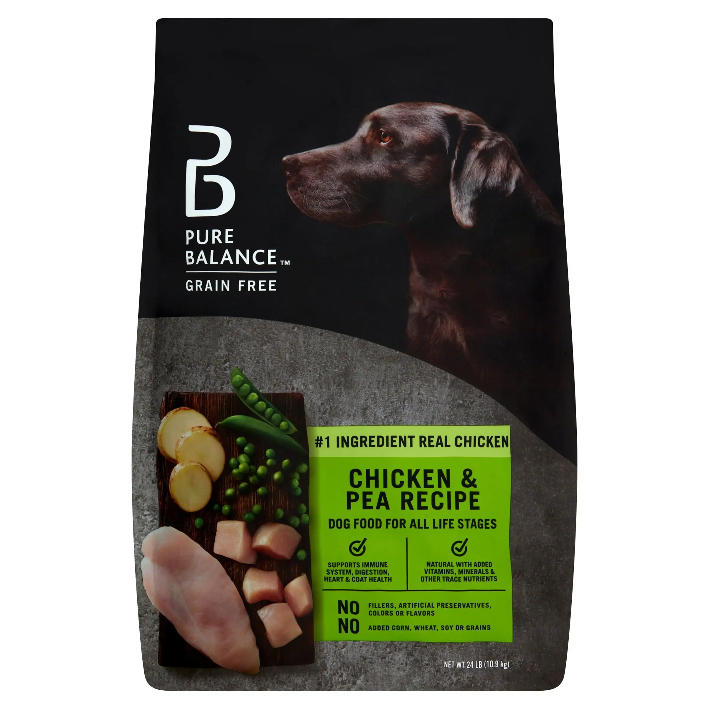 Pure Balance Chicken & Pea Recipe Dry Dog Food. Grain-Free. 24 lbs