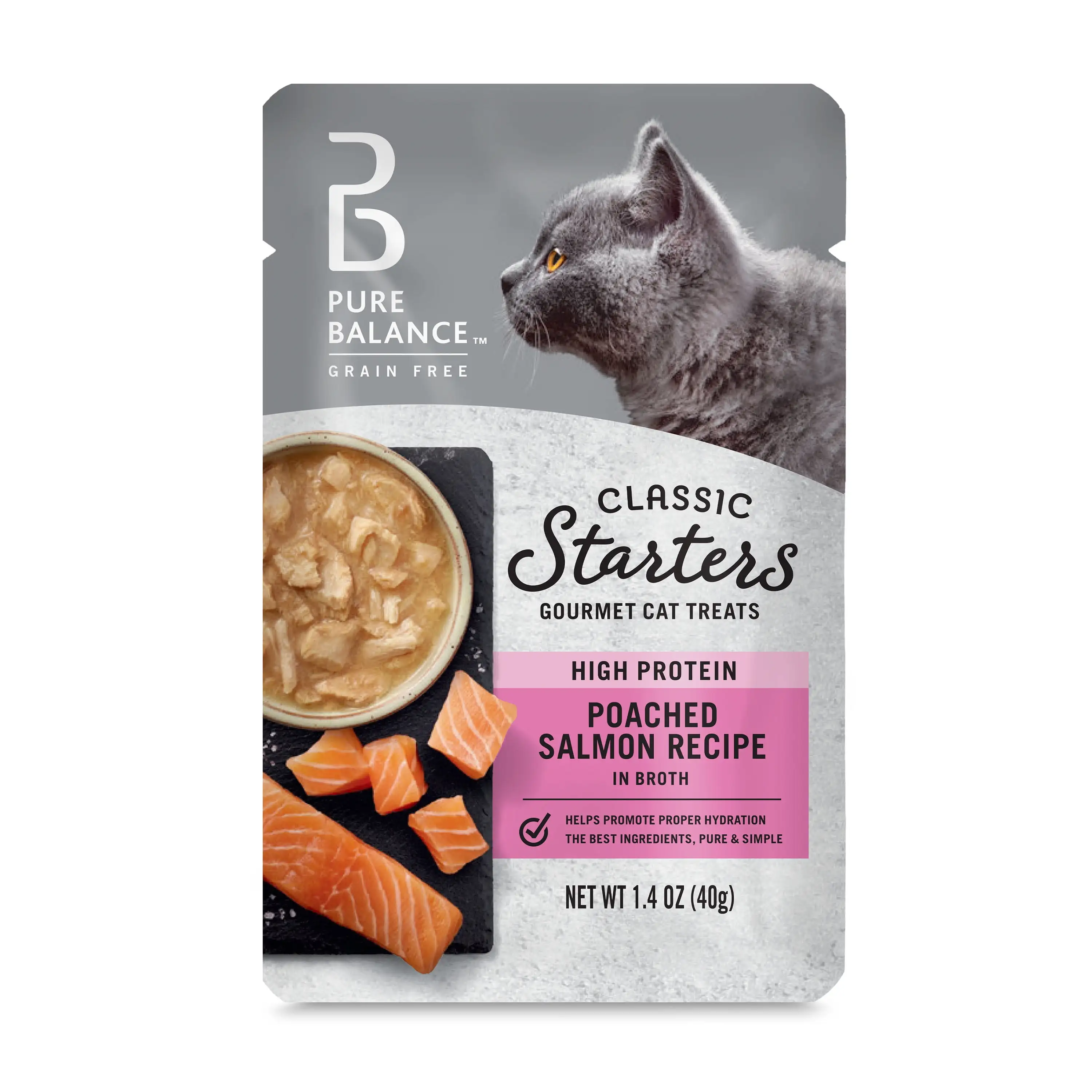 Pure Balance Classic Starters Gourmet Cat Treats. Poached Salmon in Broth. 1.4 oz