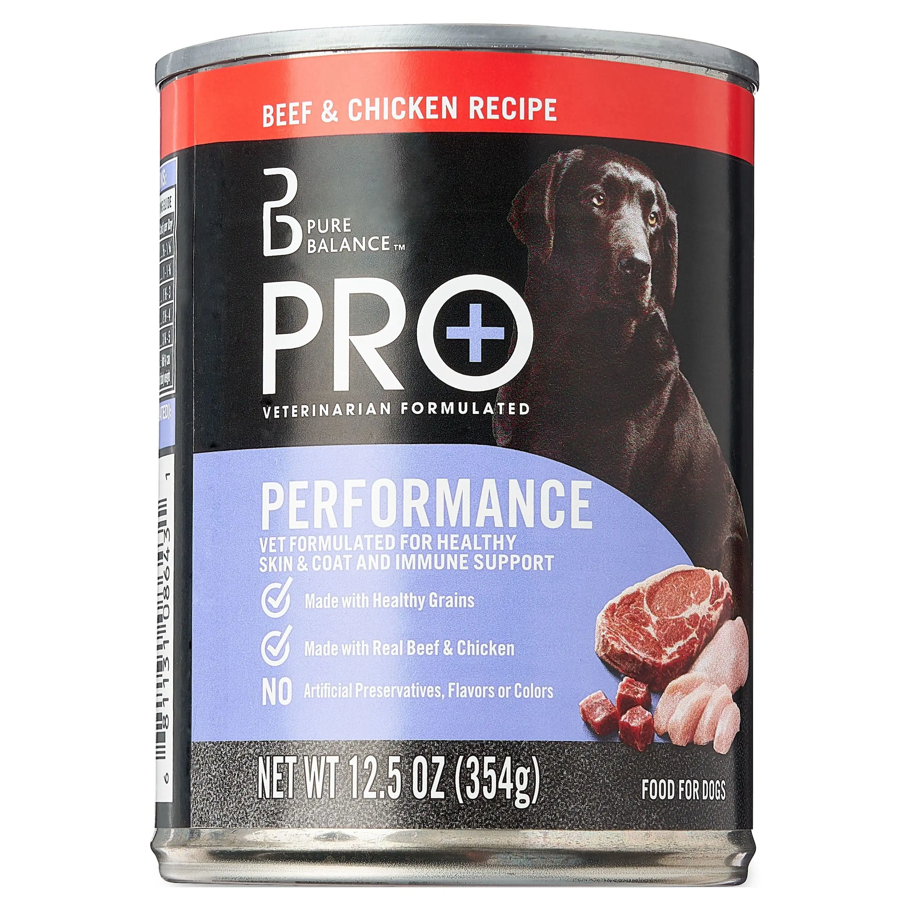 Pure Balance Pro+ Beef & Chicken Recipe Wet Dog Food for Performance. 12.5 oz Can