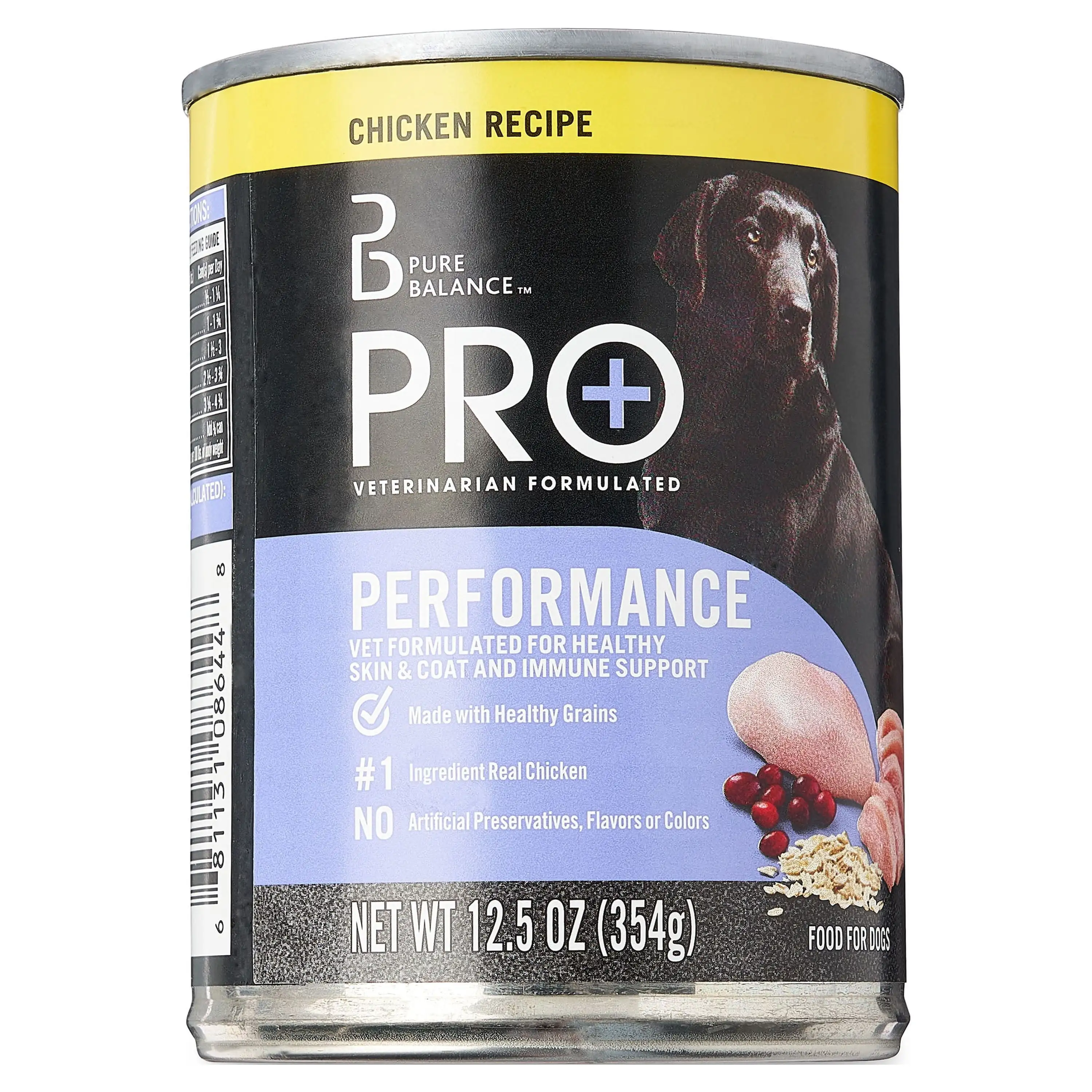 Pure Balance Pro+ Chicken Recipe Wet Dog Food for Performance. 12.5 oz Can