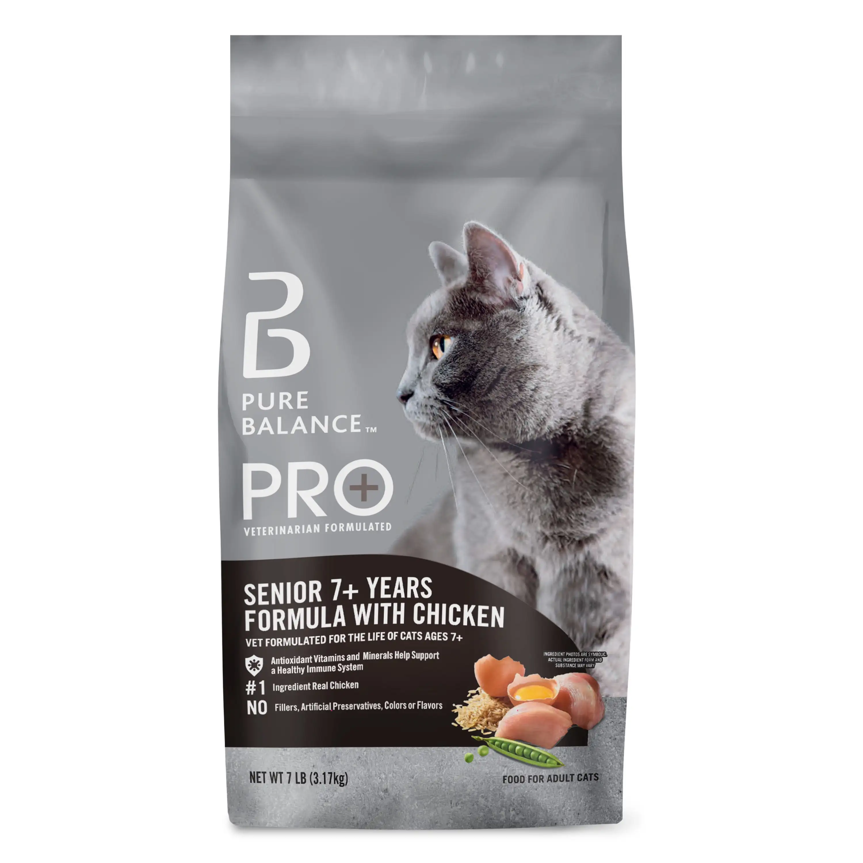 Pure Balance Pro+ Senior Formula with Chicken Dry Cat Food. 7 lbs