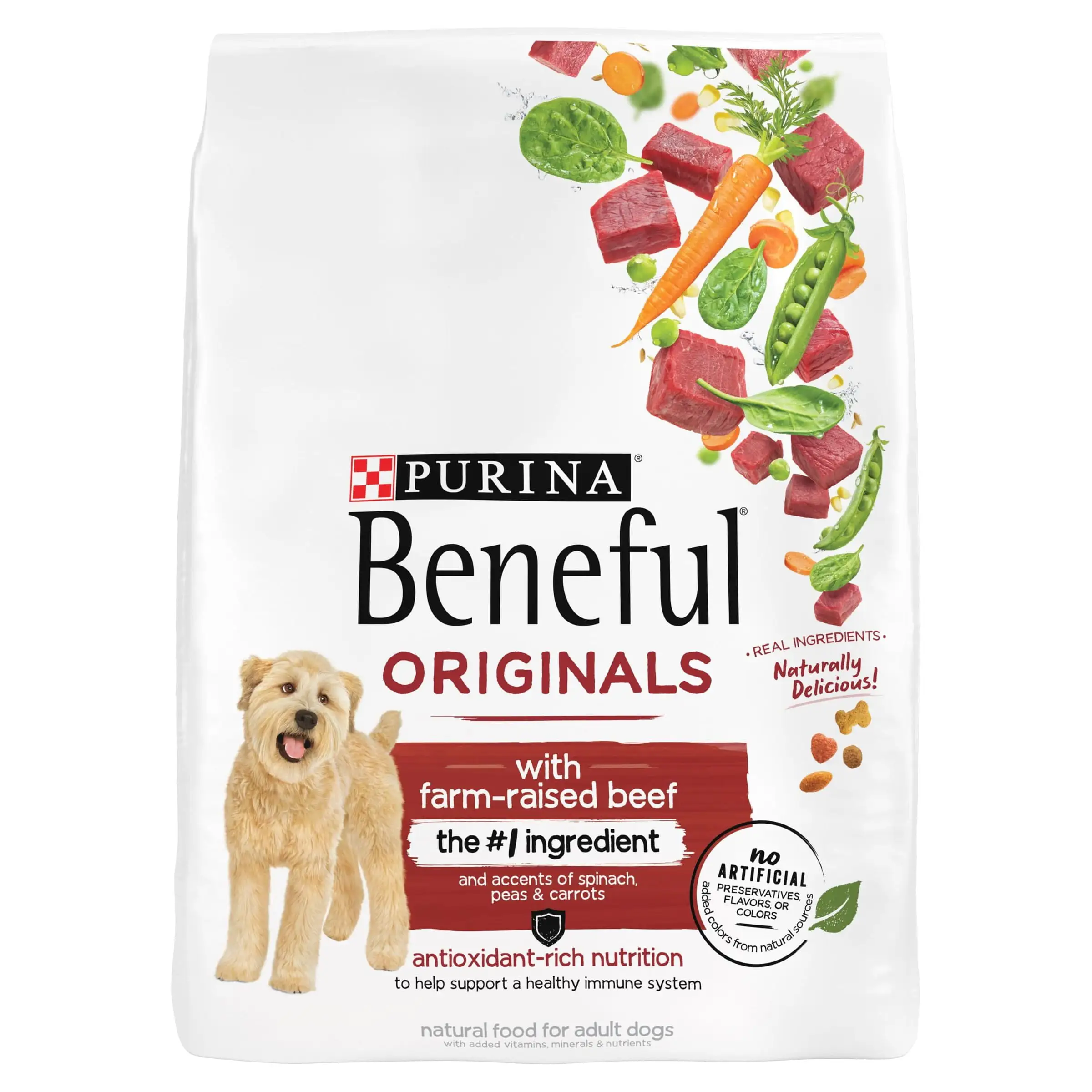 Purina Beneful Dry Dog Food for Adult Dogs Originals. High Protein Farm Raised Real Beef. 14 lb Bag