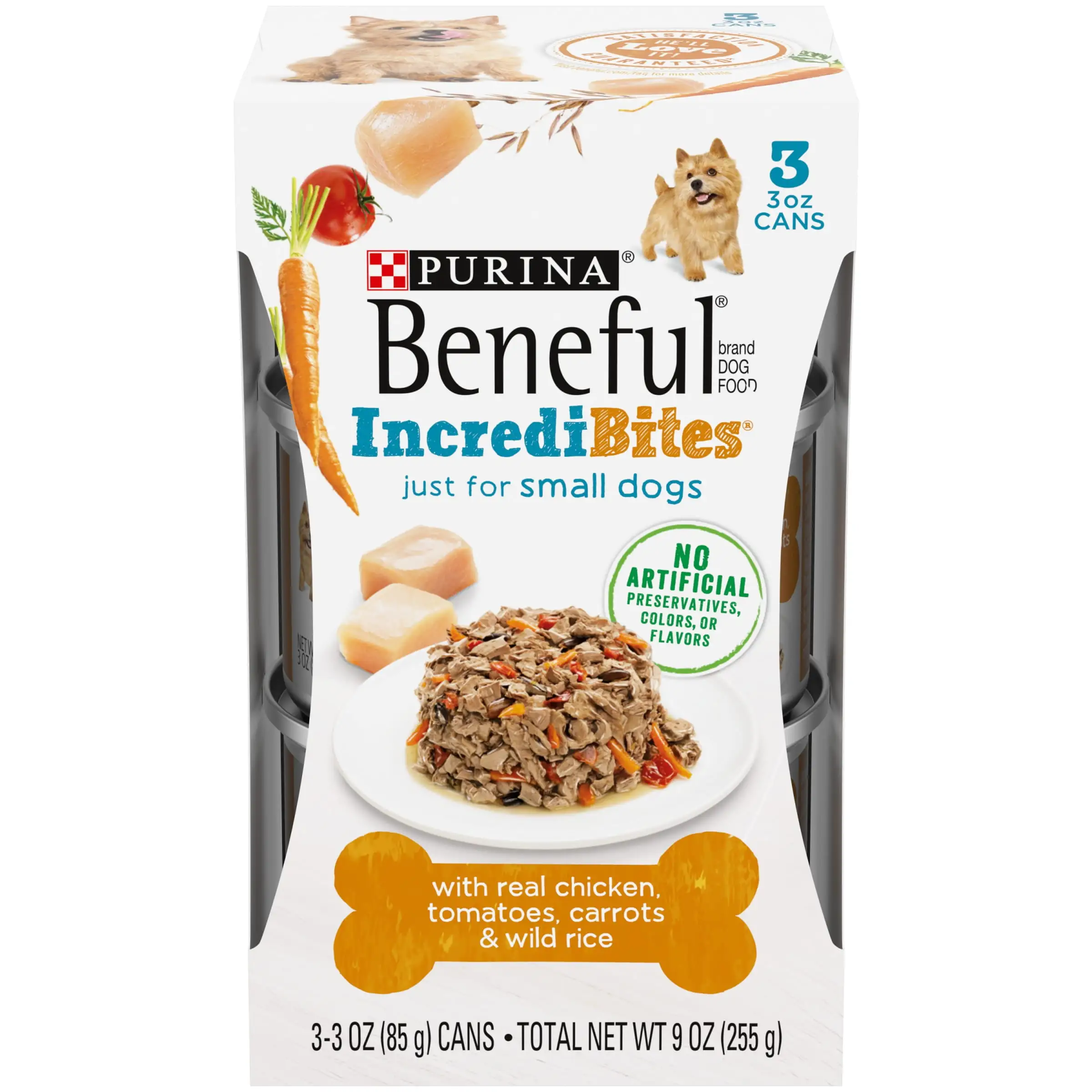 Purina Beneful Incredibites Wet Dog Food for Small Adult Dogs. Real Chicken. 3 oz. Can