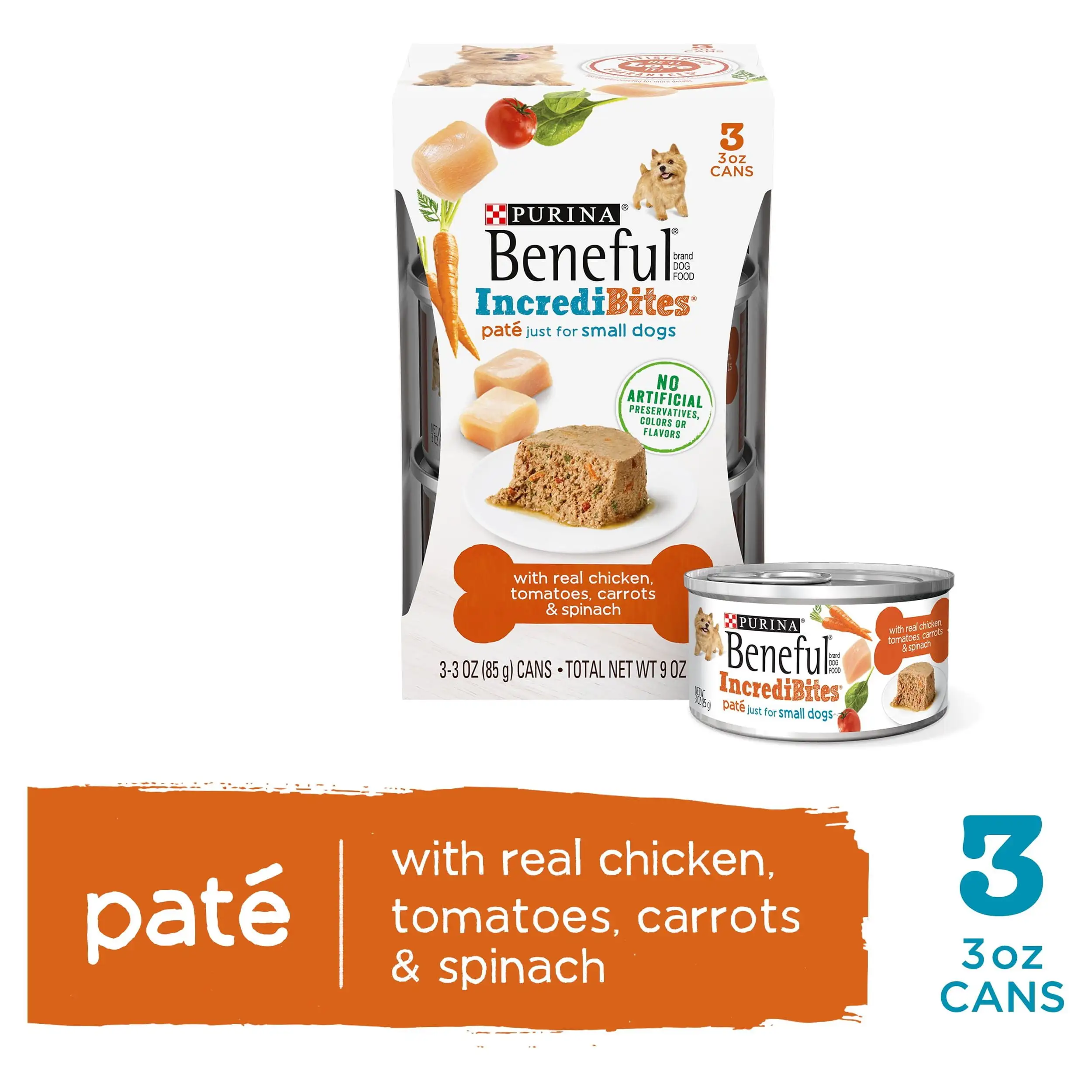 Purina Beneful Incredibites for Small Dogs Wet Dog Food Real Chicken. 3 oz Cans (3 Pack)