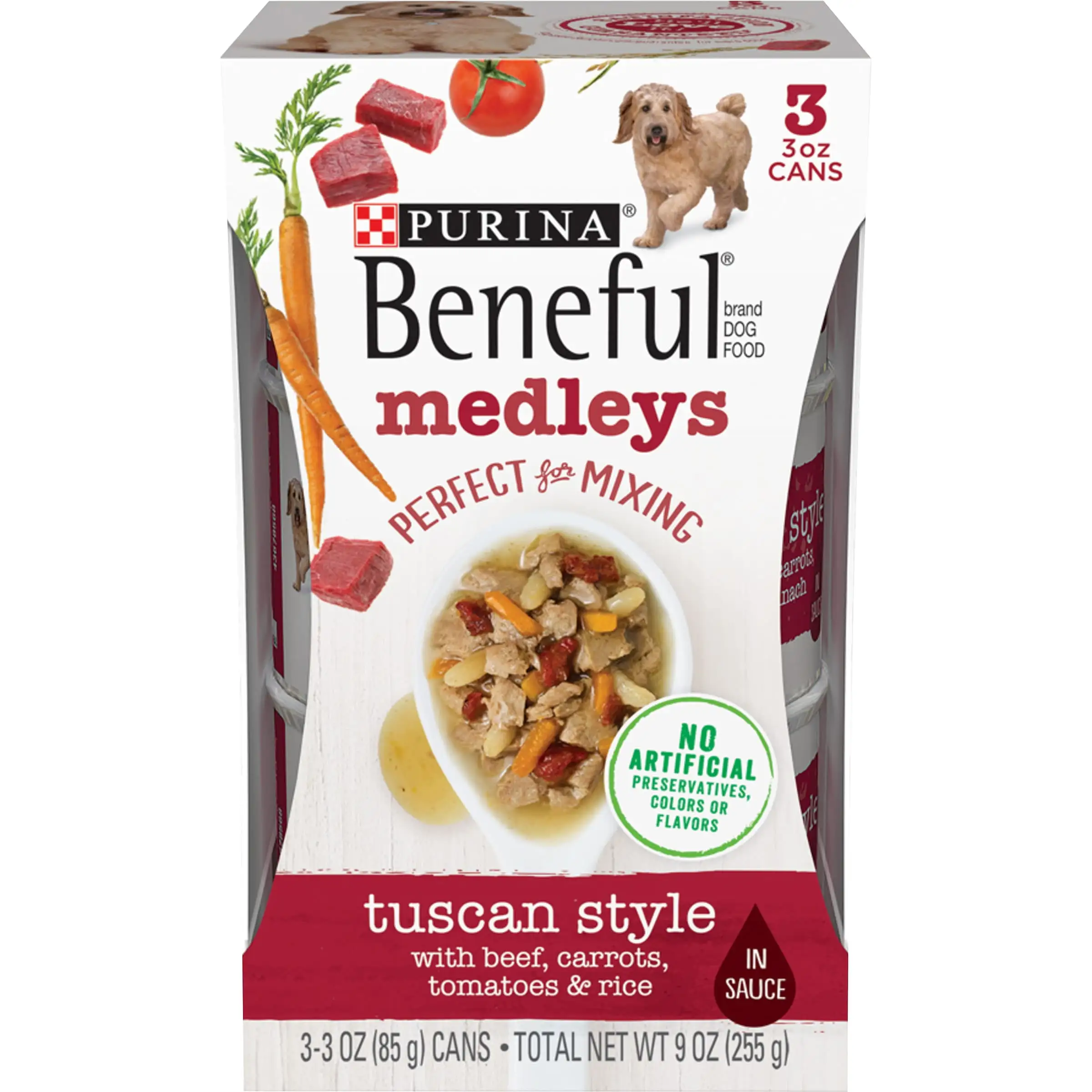 Purina Beneful Medleys Wet Dog Food. Farm Raised Beef Stew Variety Pack. 3 oz Can