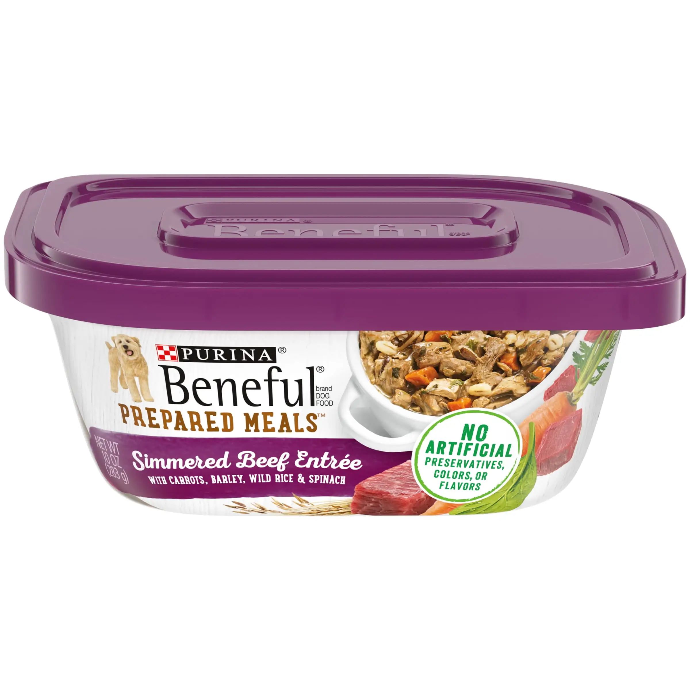 Purina Beneful Prepared Meals Wet Dog Food Simmered Beef Entree. 10 oz Tubs (8 Pack)