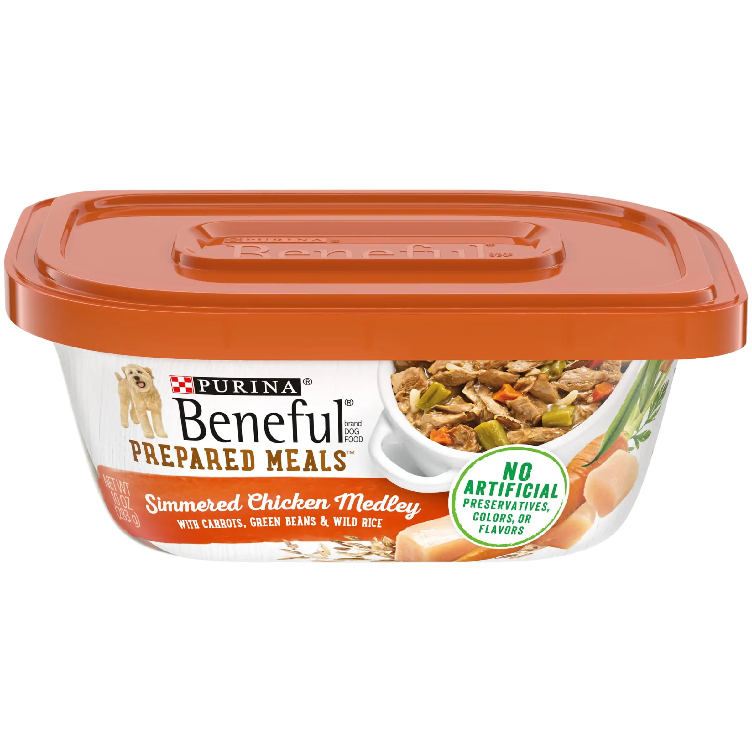 Purina Beneful Prepared Meals Wet Dog Food Simmered Chicken Medley. 10 oz Tubs (8 Pack)