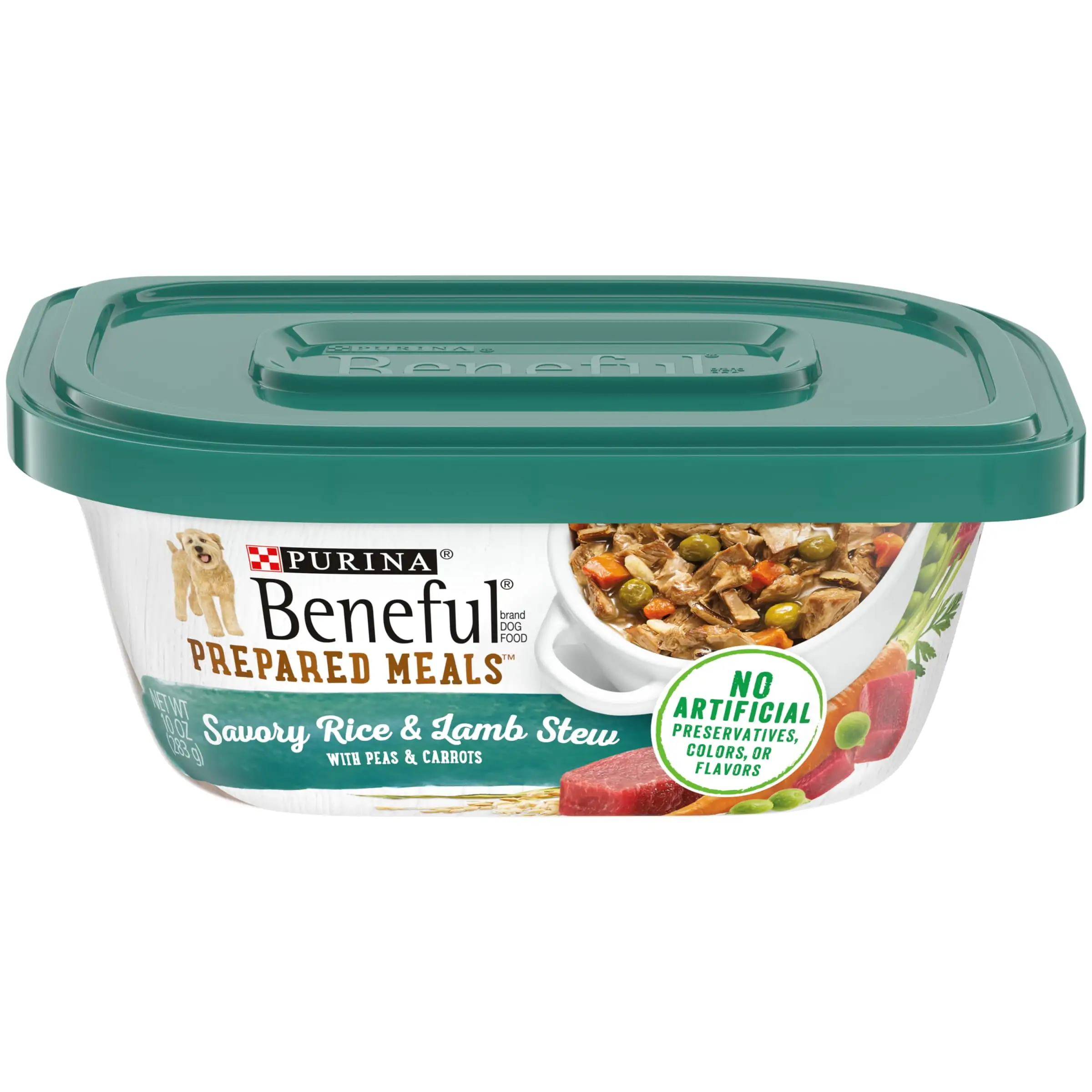 Purina Beneful Wet Dog Food High Protein Prepared Meals. Savory Rice and Lamb Stew. 10 oz Tub