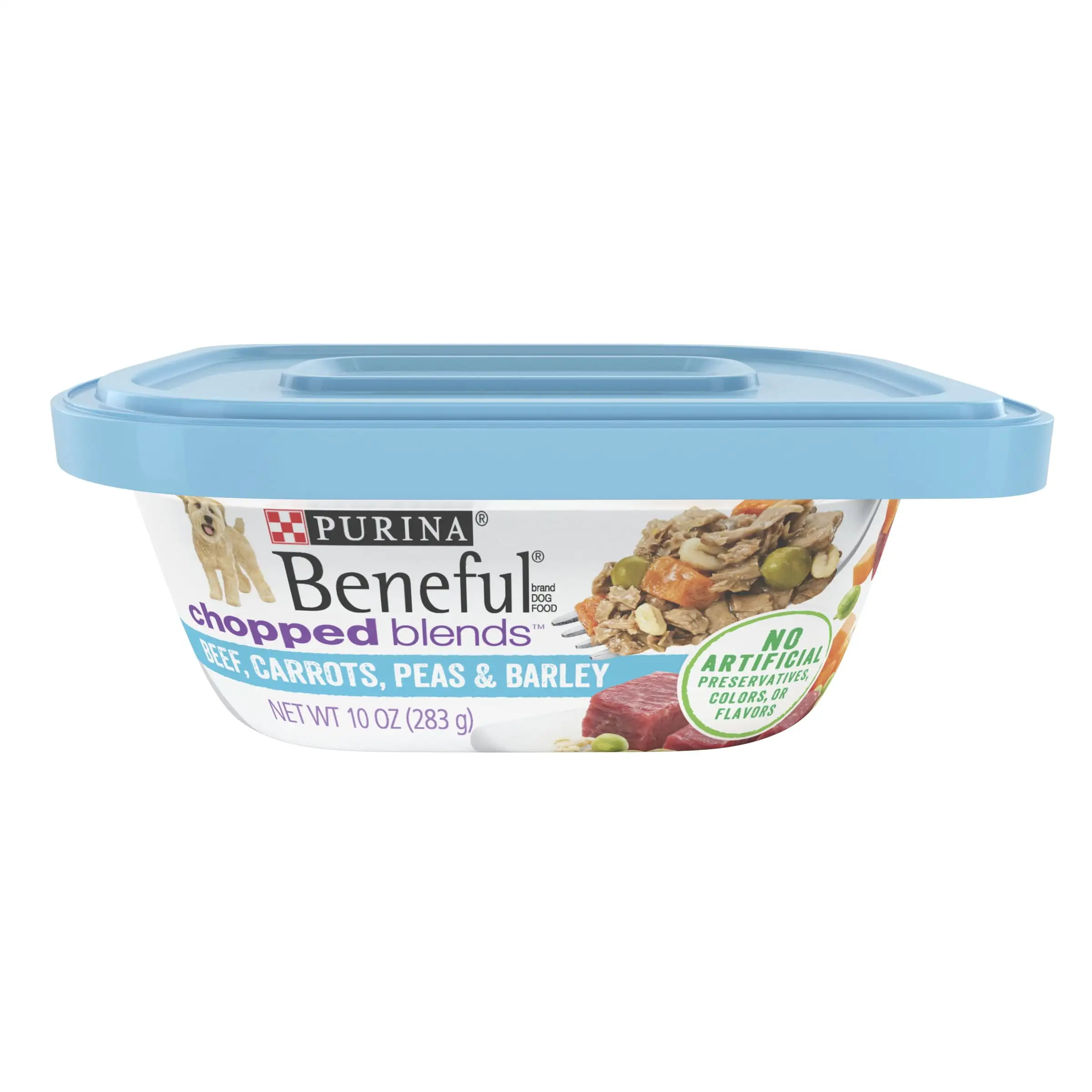 Purina Beneful Wet Dog Food for Adult Dogs. High Protein Gravy Chopped Blends. Beef. 10 oz Tub