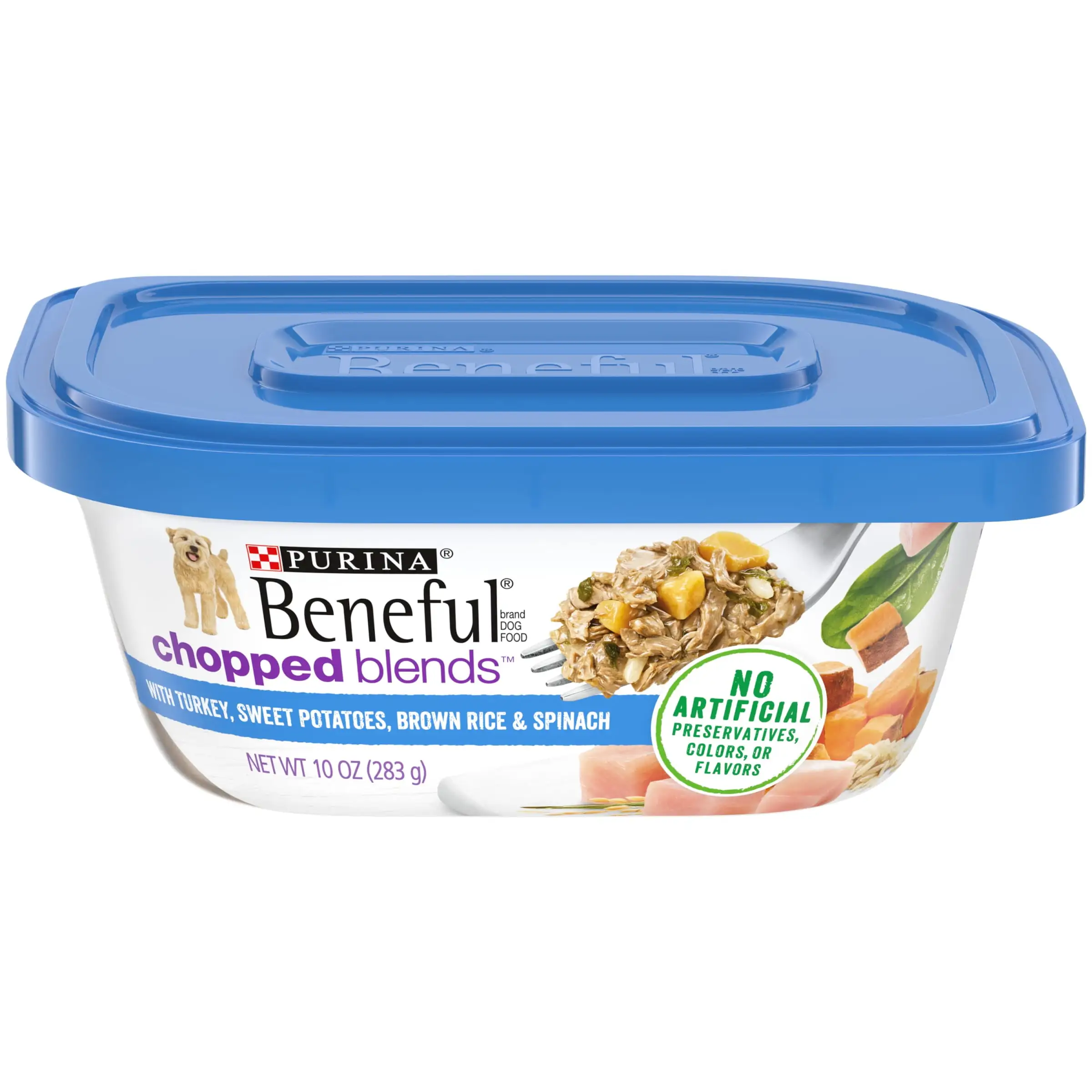 Purina Beneful Wet Dog Food for Adult Dogs. High Protein Gravy Chopped Blends. Turkey. 10 oz Tub