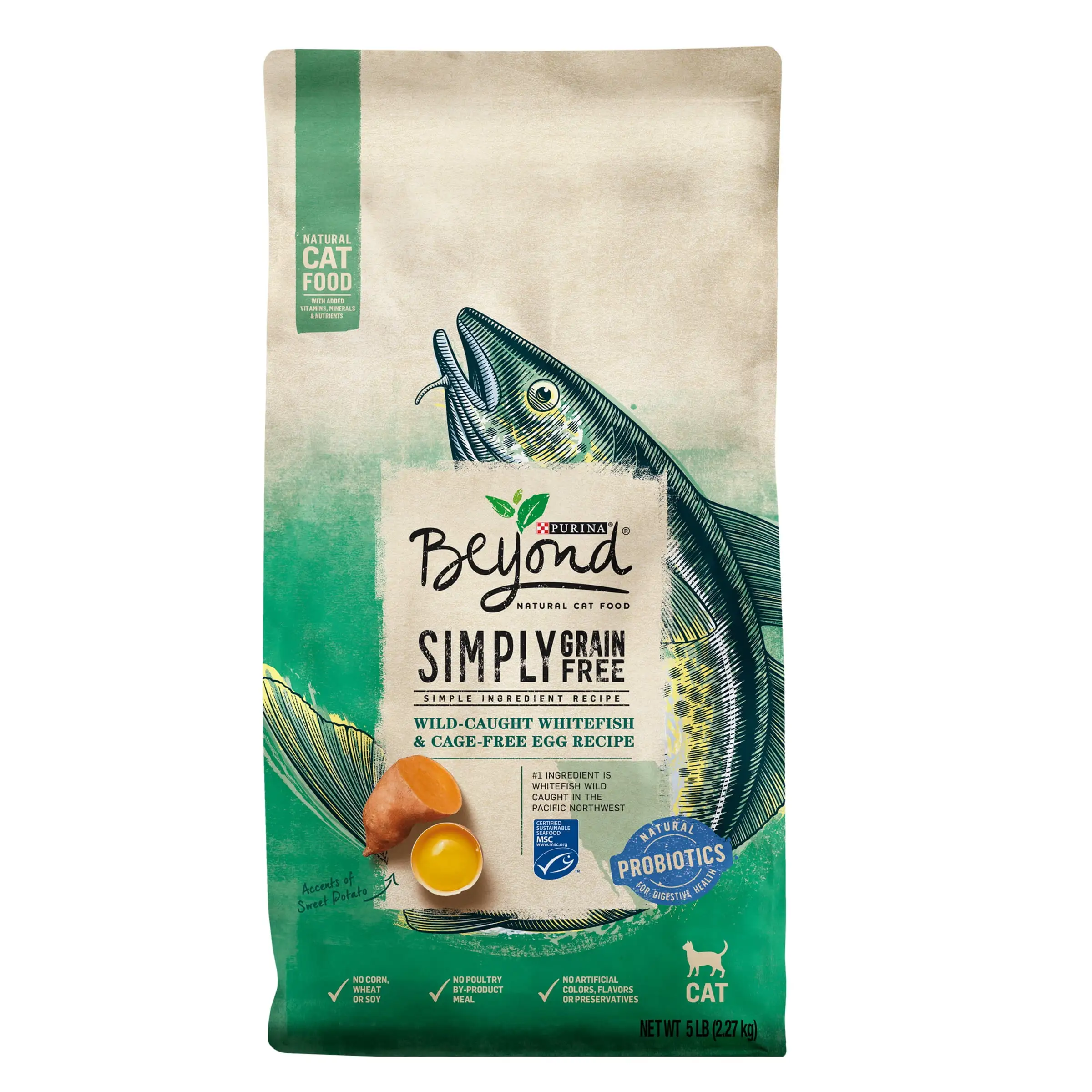 Purina Beyond Grain Free. Natural Dry Cat Food. Simply Grain Free Wild Caught Whitefish & Cage Free Egg Recipe. 5 lb. Bag