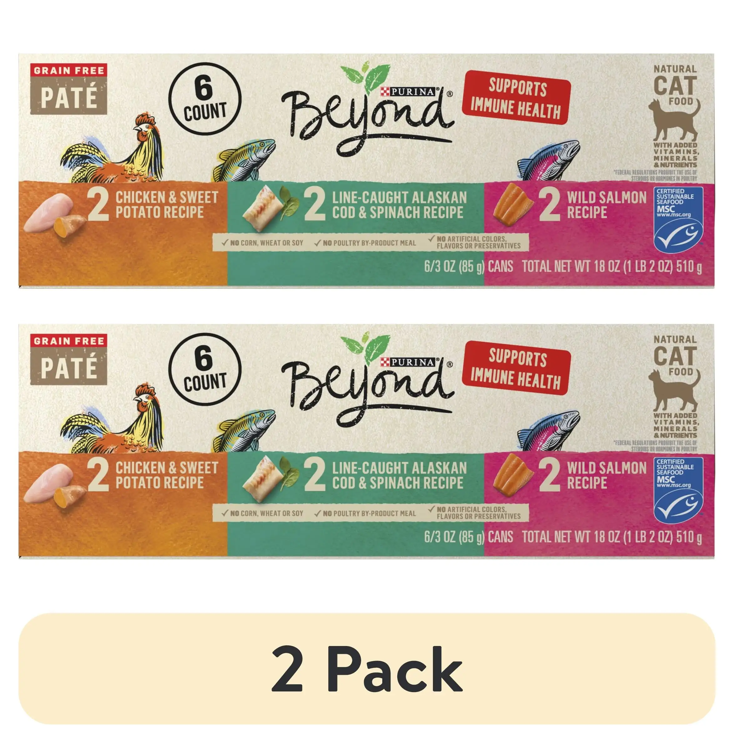 (2 pack) Purina Beyond Grain Free Wet Cat Food Pate Variety Pack