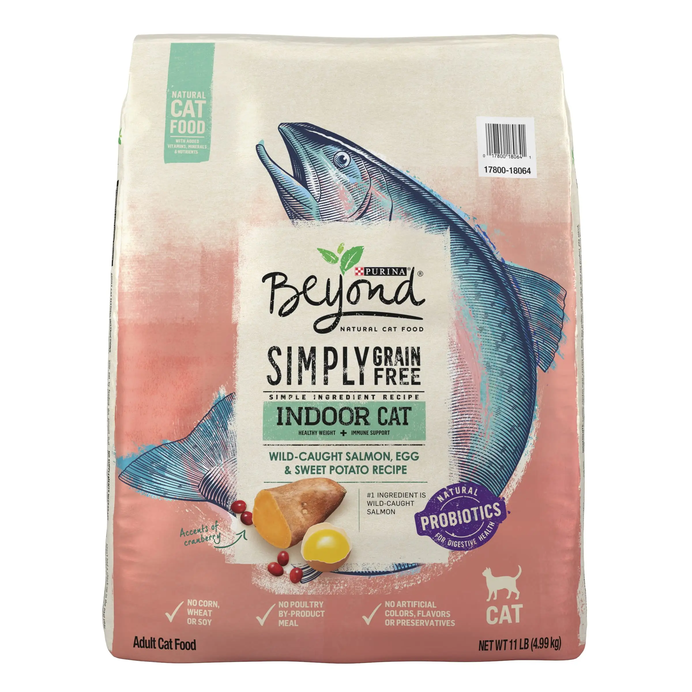 Purina Beyond Natural Dry Grain Free Cat Food Simply Indoor Salmon. Egg and Sweet Potato Recipe. 11 lb. Bag