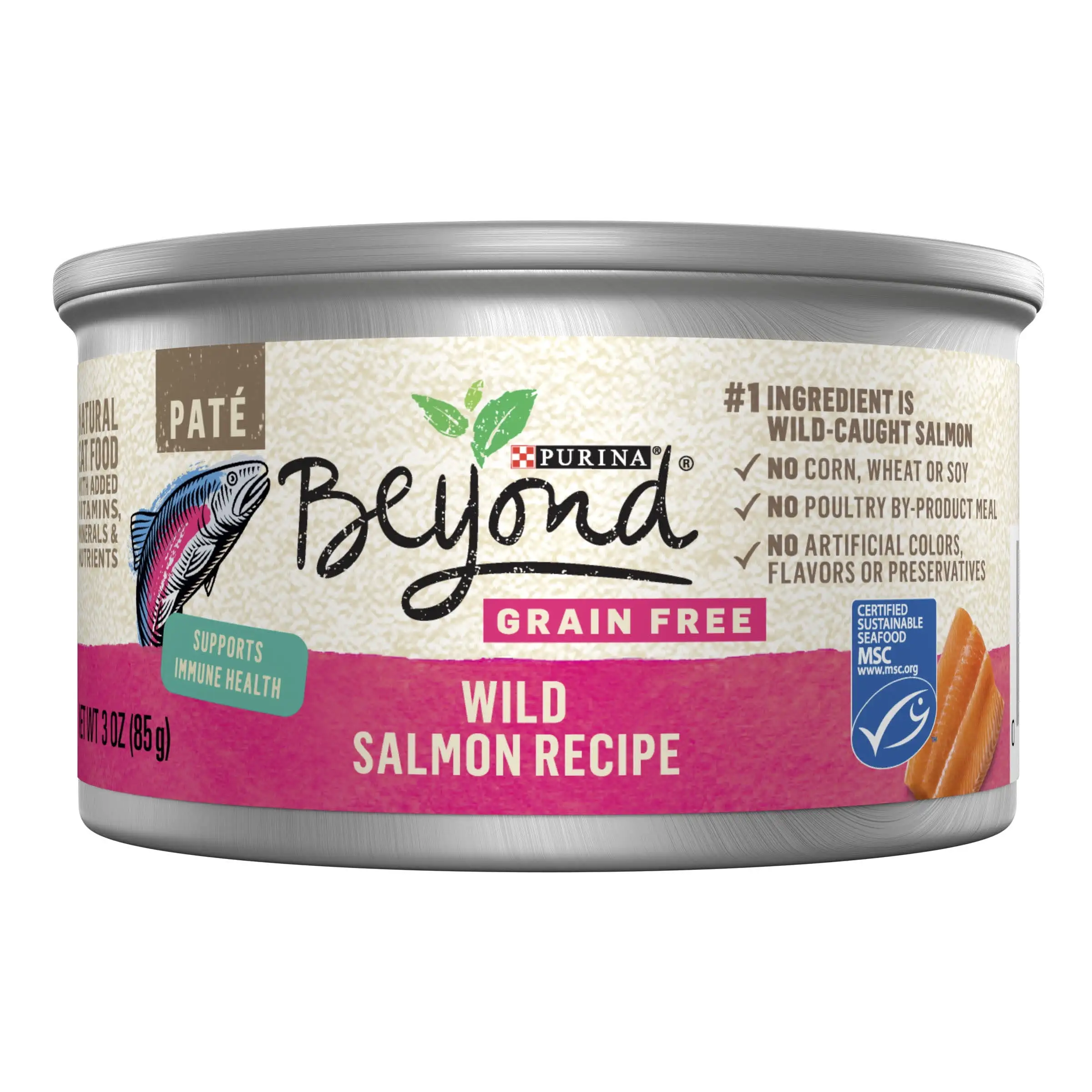 Purina Beyond Pate Wet Cat Food. Grain Free Natural Wild Salmon. 3 oz. Cans (12 Pack)