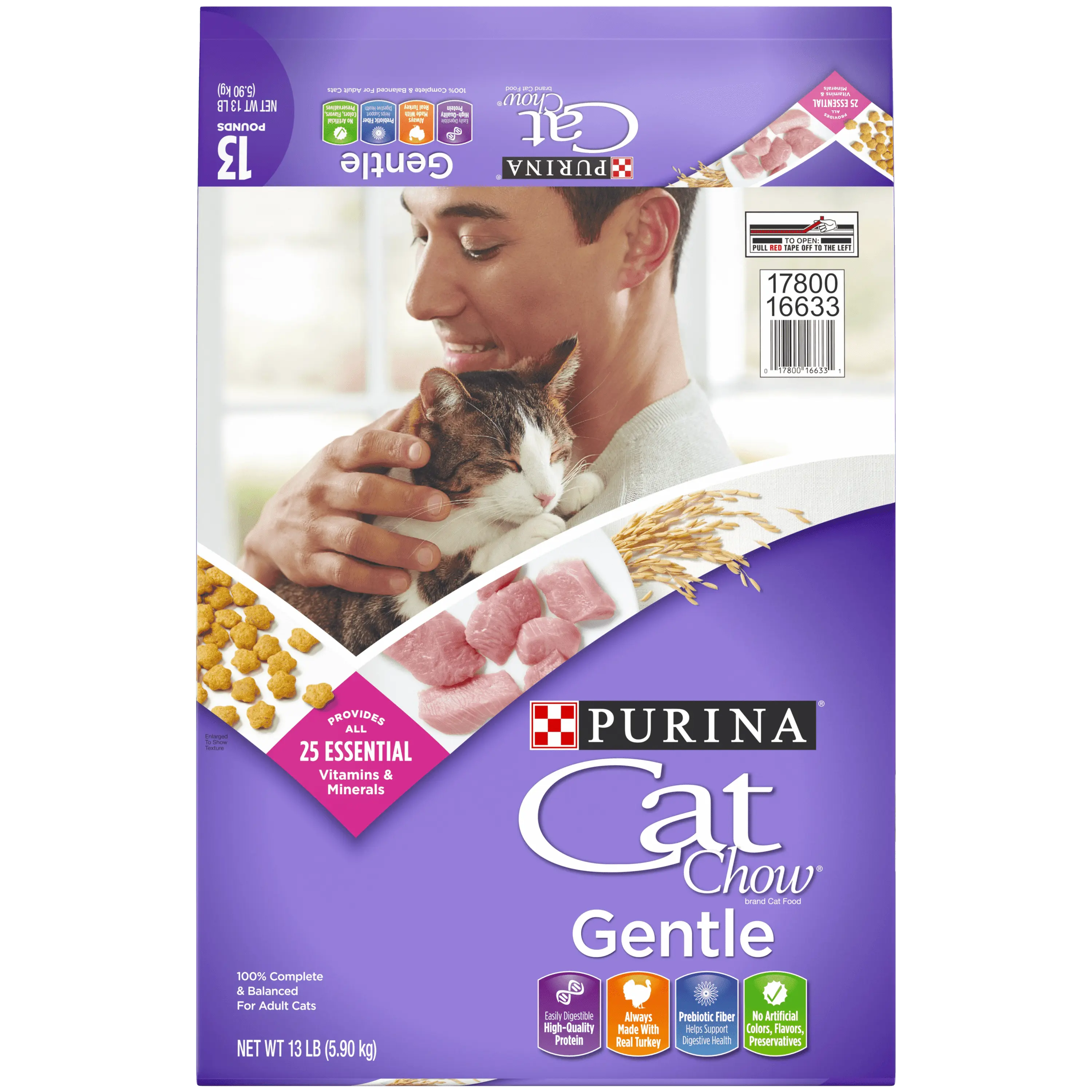 Purina Cat Chow Dry Cat Food. Gentle Sensitive Stomach & Skin. Farm Raised Turkey. 13 lb Bag