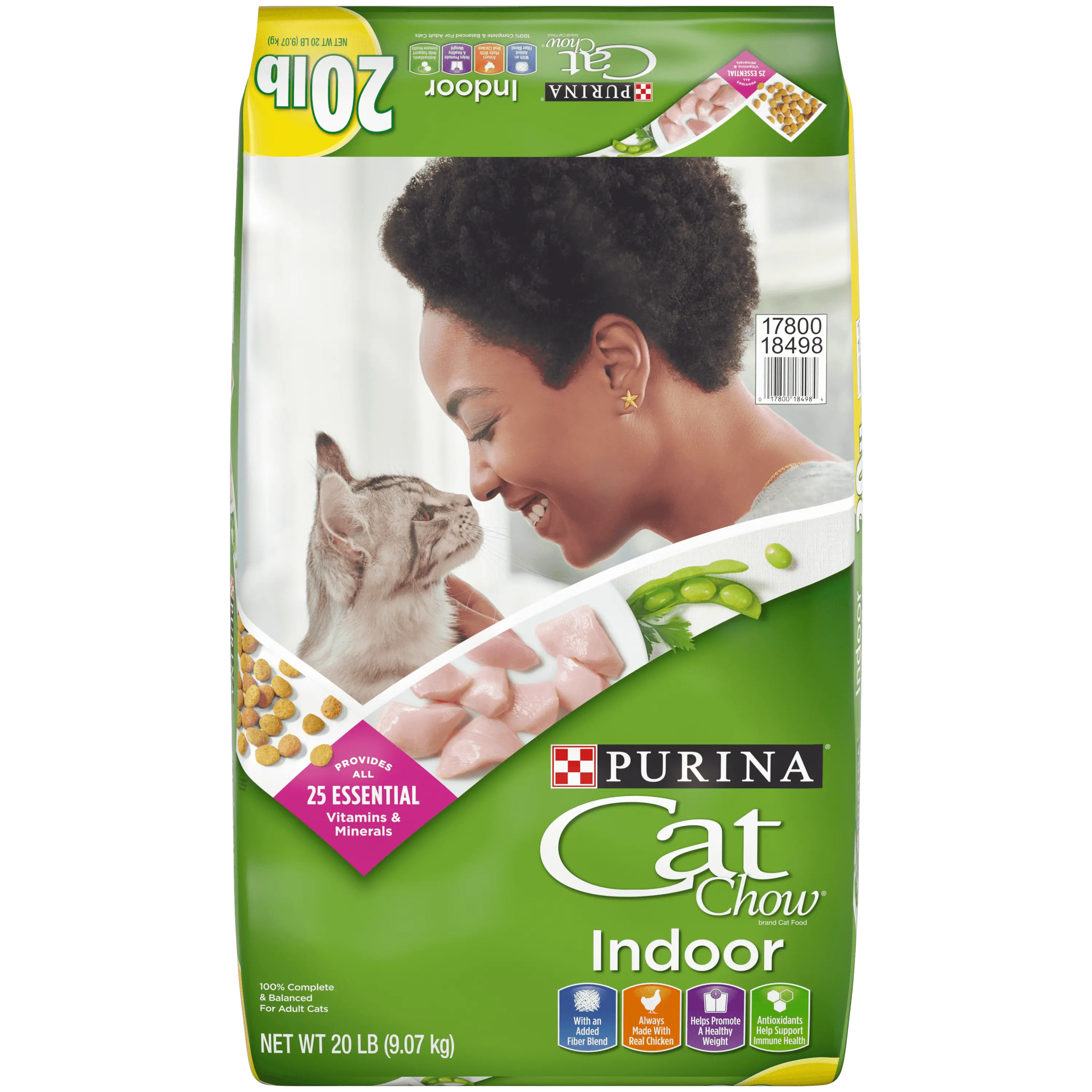 Purina Cat Chow Dry Cat Food. Healthy Weight & Hairball Indoor Whole Grain Chicken. 20 lb Bag