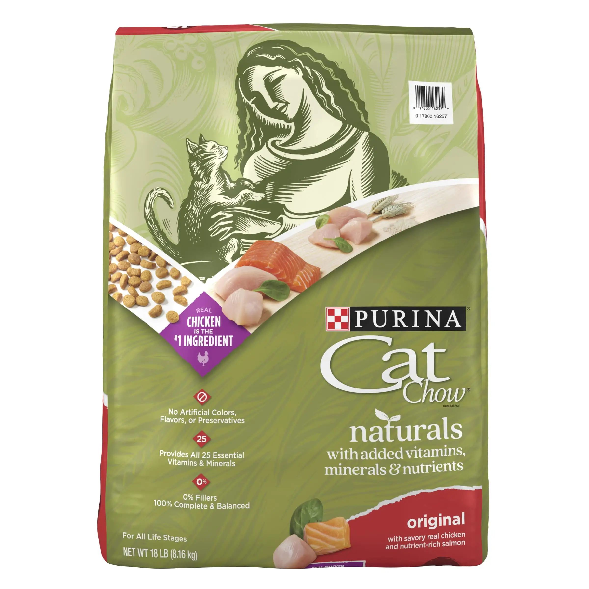 Purina Cat Chow Natural Dry Cat Food. Naturals Original. 18 lb. Bag