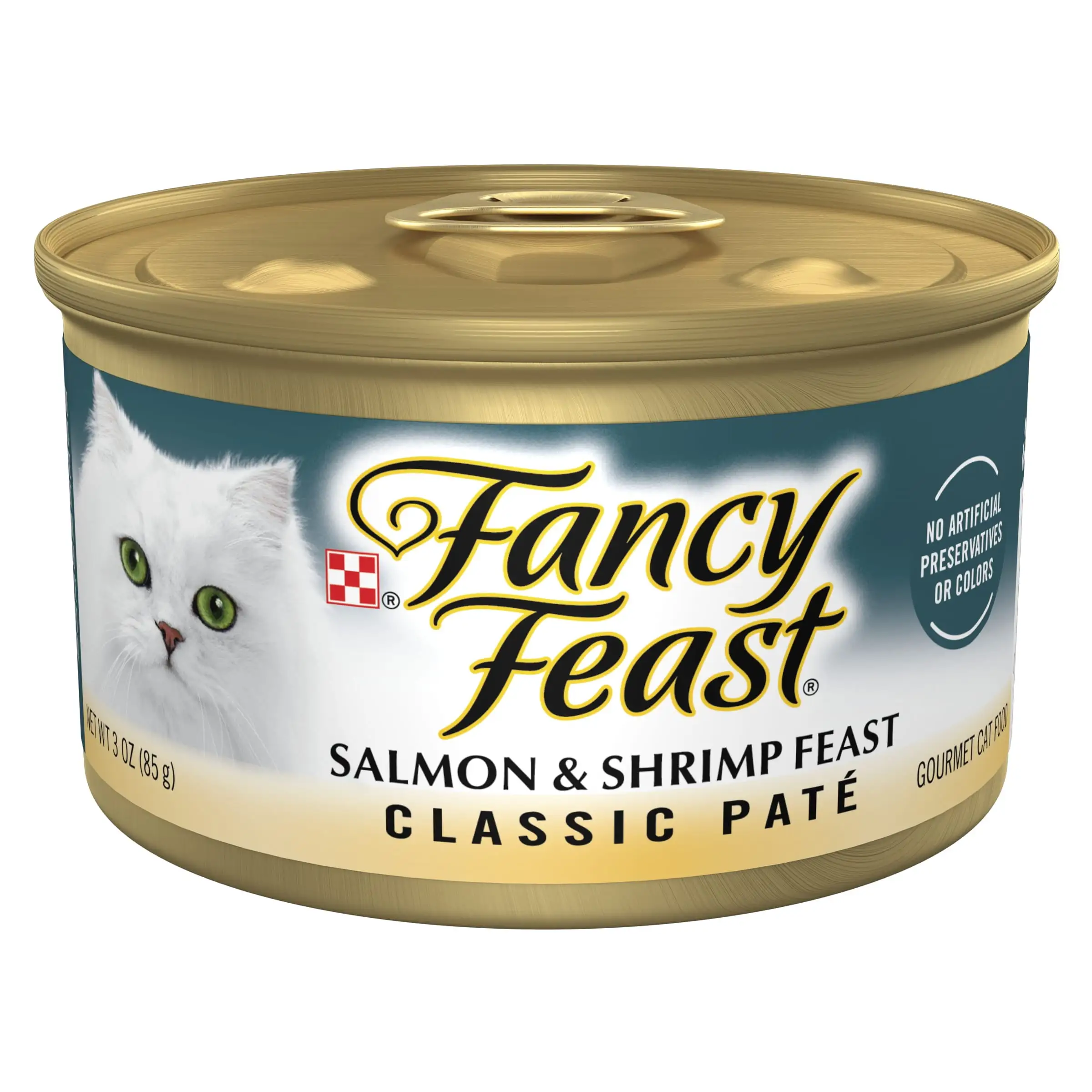 Purina Fancy Feast Classic Pate Wet Cat Food. Grain Free Soft Salmon & Shrimp. 3 oz Can