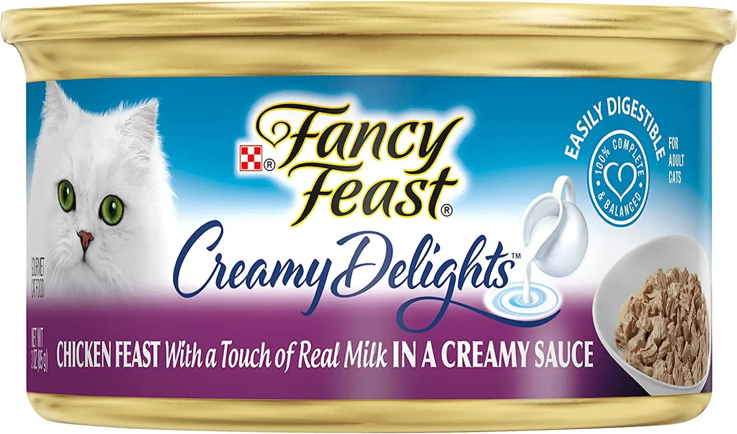 Purina Fancy Feast Creamy Delights Grilled Chicken Feast in Cream Sauce Adult Wet Cat Food. 3 oz (Pack of 24)