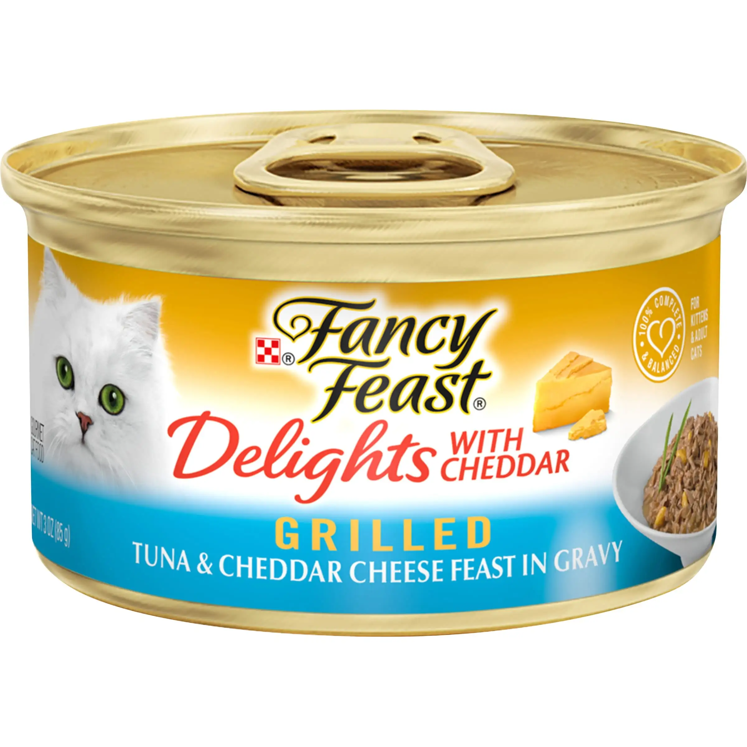 Purina Fancy Feast Delight Grilled Wet Cat Food Tuna Cheddar Cheese. 3 oz Can