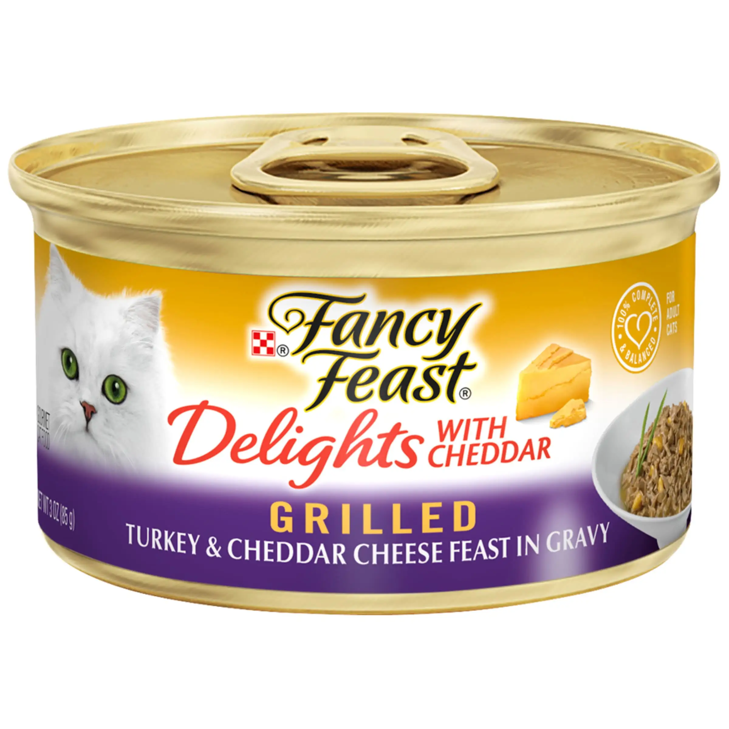 Purina Fancy Feast Delight Wet Cat Food Turkey Cheddar Cheese. 3 oz Can