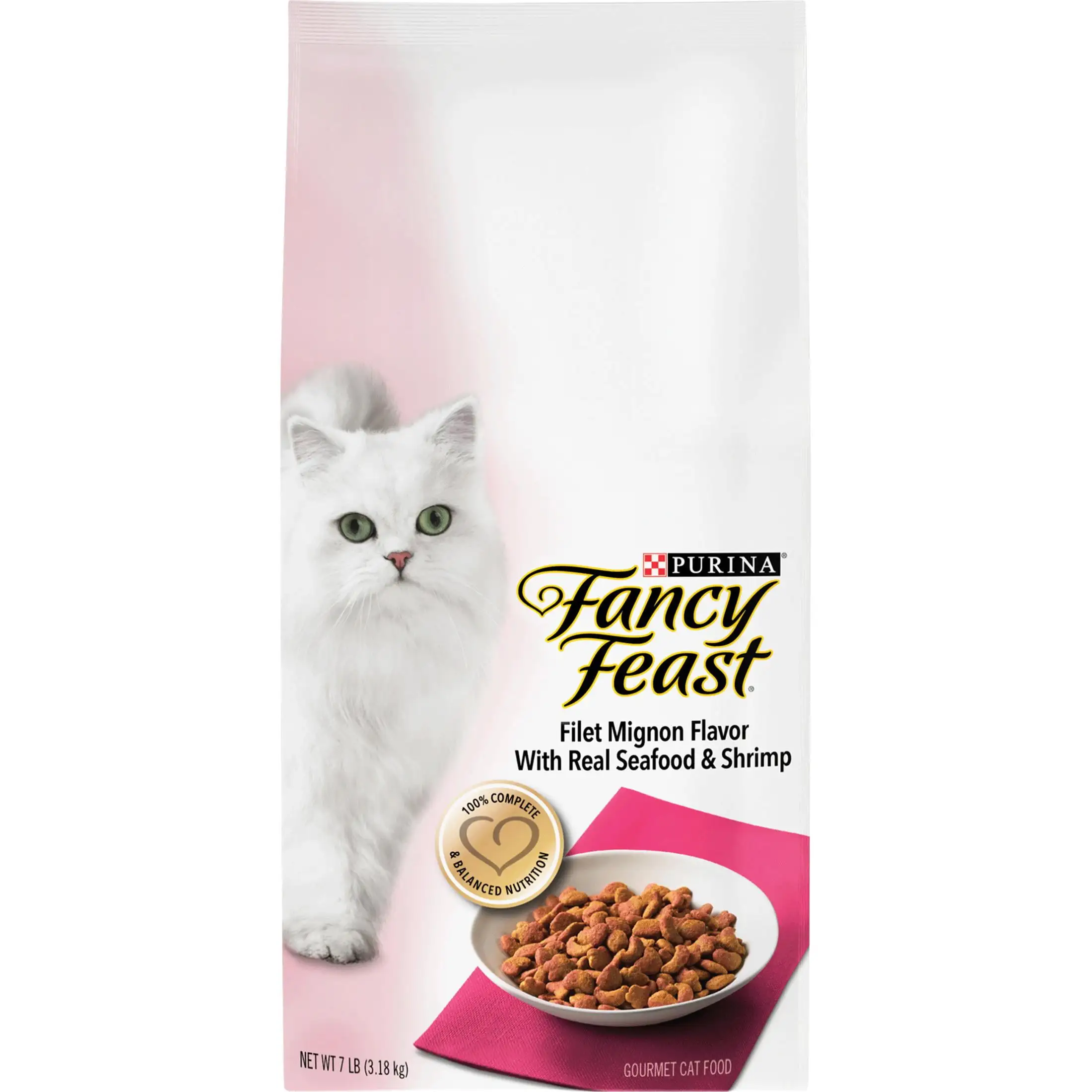 Purina Fancy Feast Dry Cat Food Filet Mignon Flavor with Seafood and Shrimp. 7 lb. Bag