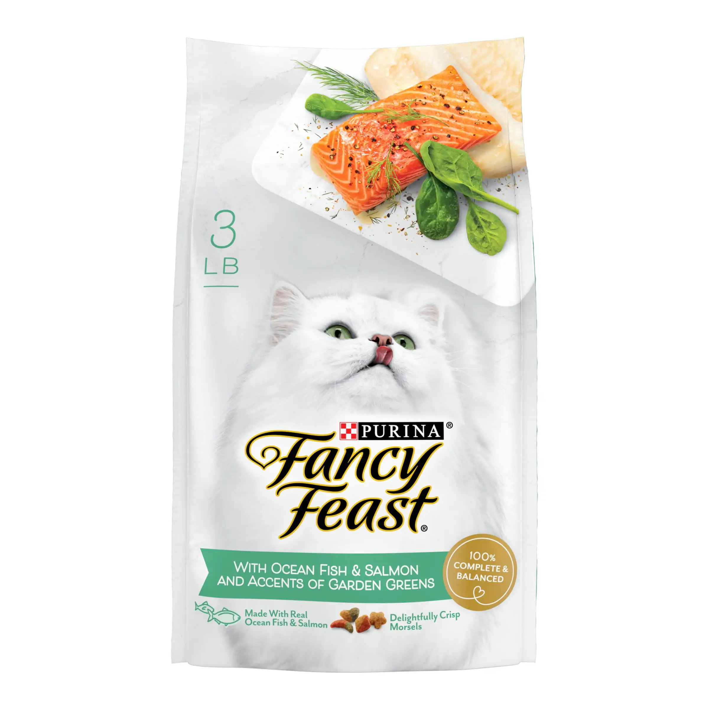 Purina Fancy Feast Dry Cat Food with Ocean Fish and Salmon. 3 lb. Bag