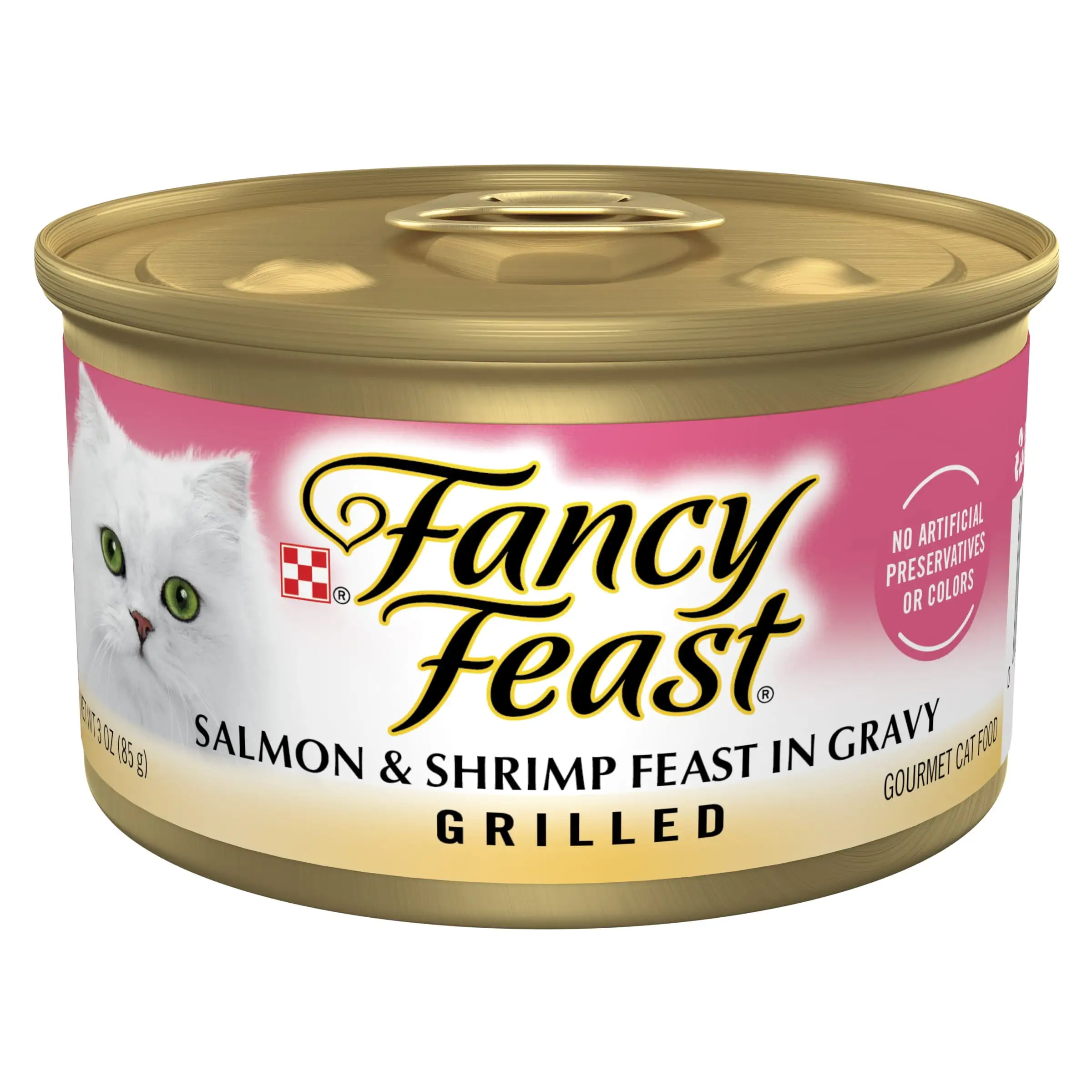 Purina Fancy Feast Gravy Wet Cat Food. High Protein Soft Salmon & Shrimp. 3 oz Cans