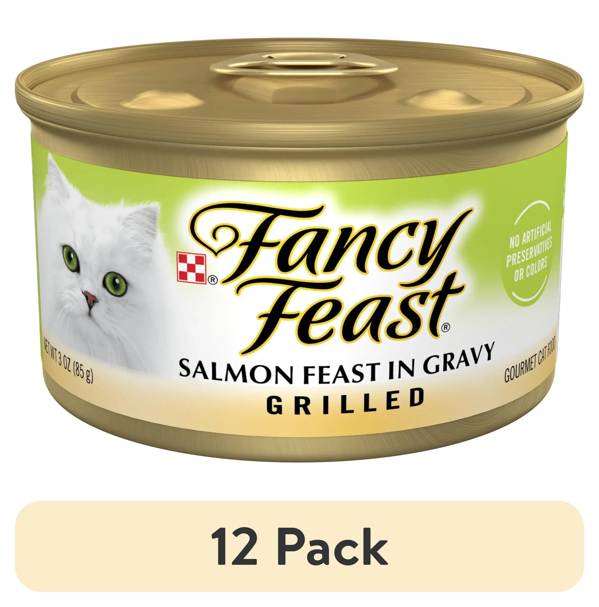 (12 pack) Purina Fancy Feast Gravy Wet Cat Food for Adult Cats. High Protein Soft Salmon. 3 oz Can