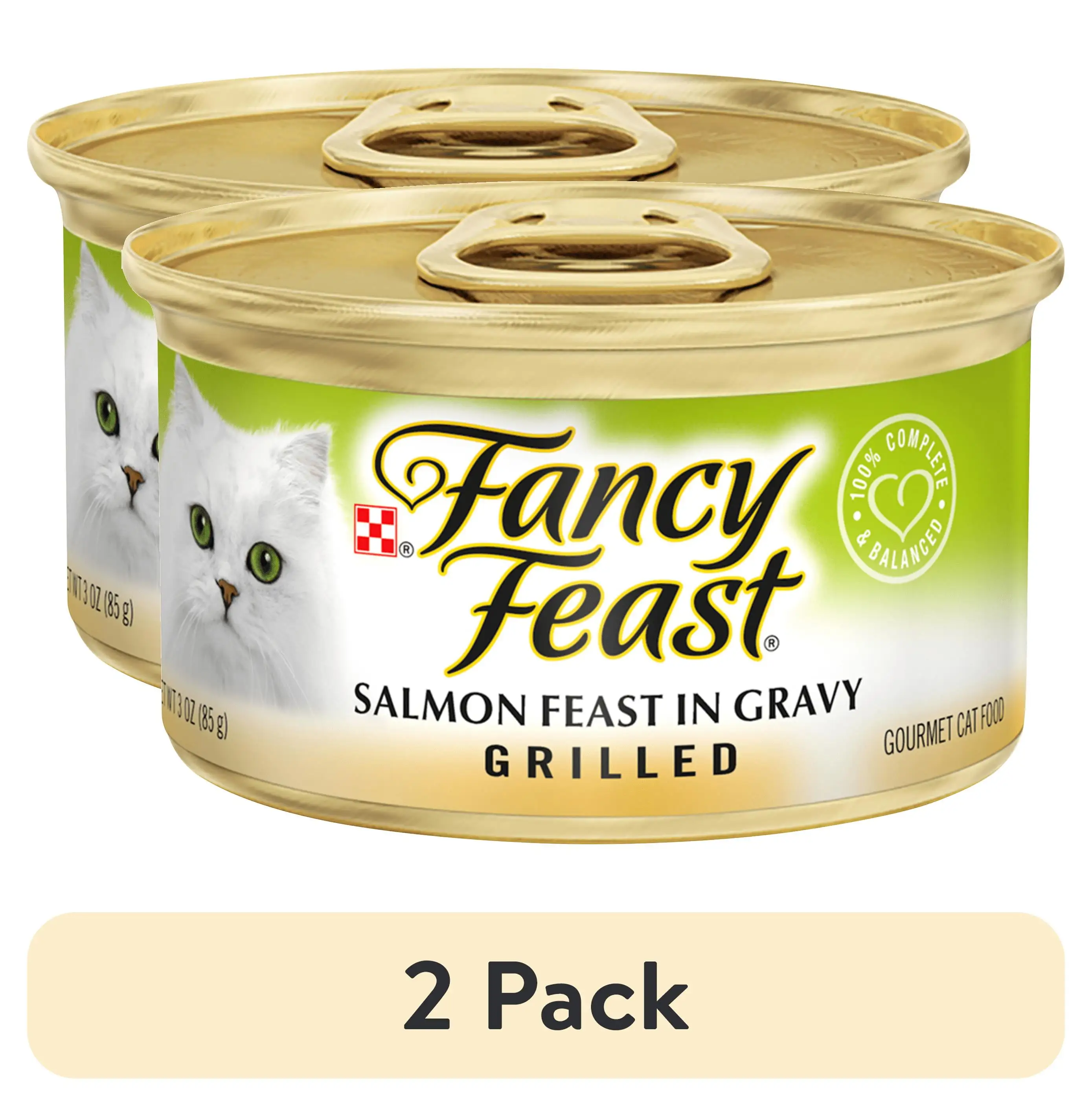 (2 pack) Purina Fancy Feast Gravy Wet Cat Food for Adult Cats. High Protein Soft Salmon. 3 oz Cans (24 Pack)